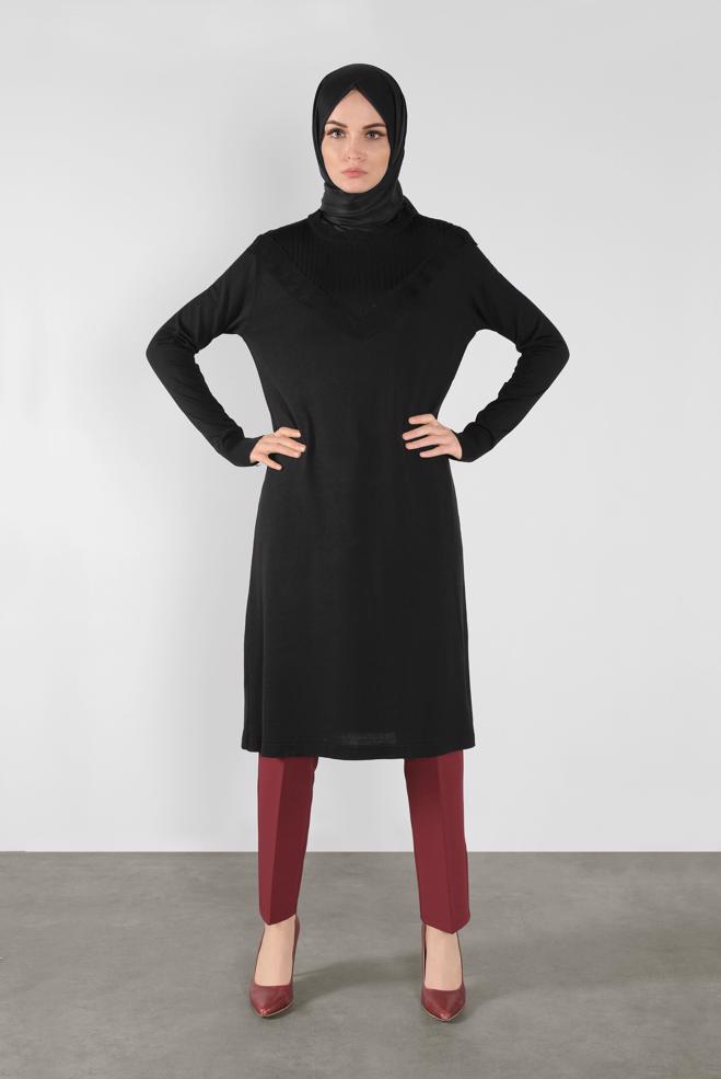 Tesettür giyim  ROBA FİTİLLİ TRİKO TUNİK 41004  - ALVİNA