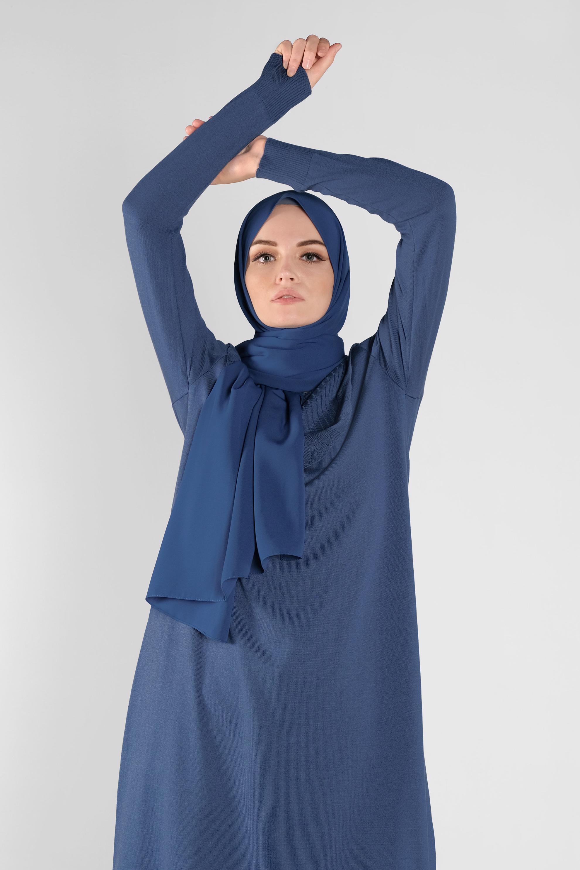 Tesettür giyim LACİVERT ROBA FİTİLLİ TRİKO TUNİK 41004 