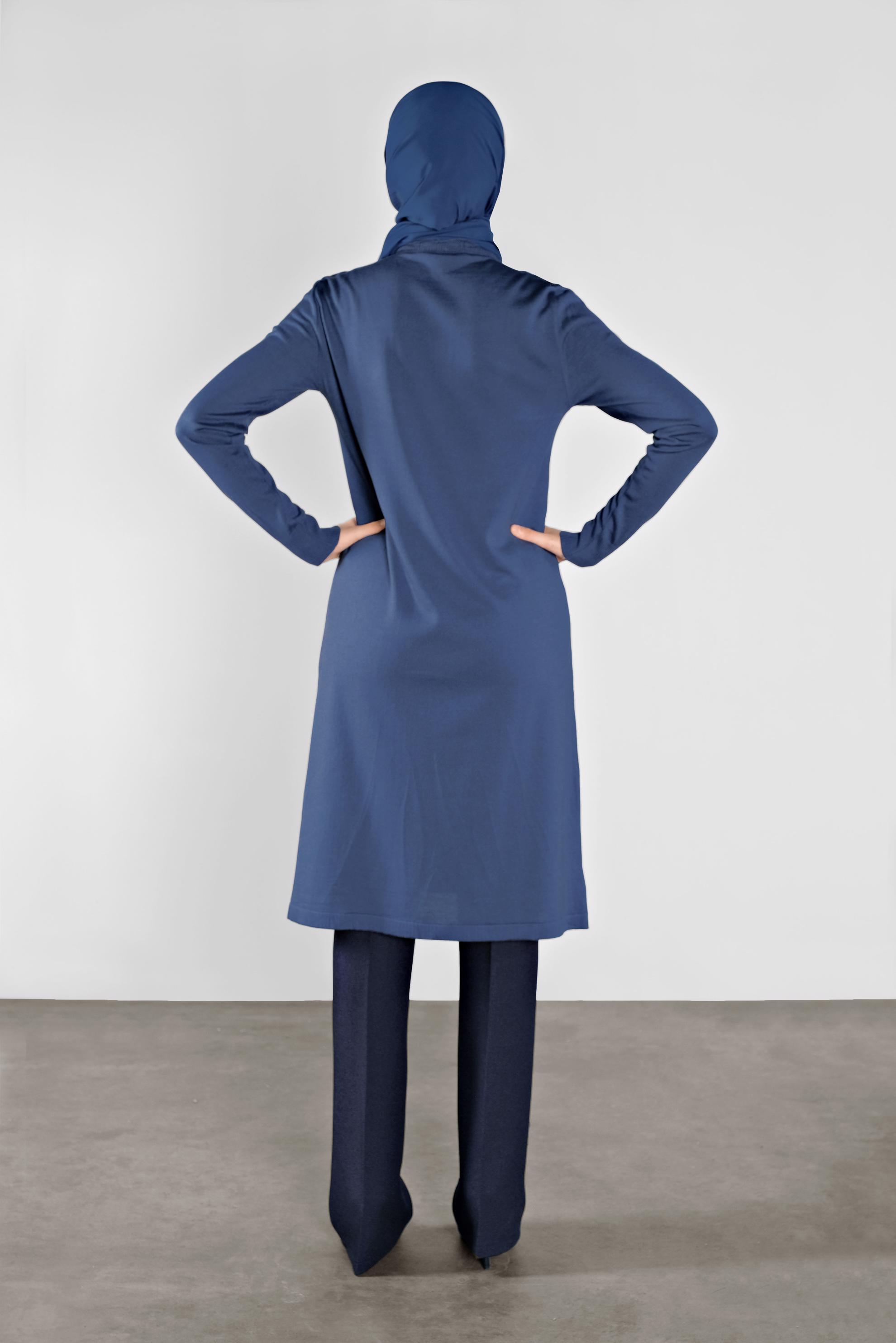 Tesettür giyim LACİVERT ROBA FİTİLLİ TRİKO TUNİK 41004 