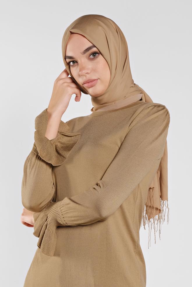 Tesettür giyim  FIRFIRLI TRİKO TUNİK 41005  - ALVİNA