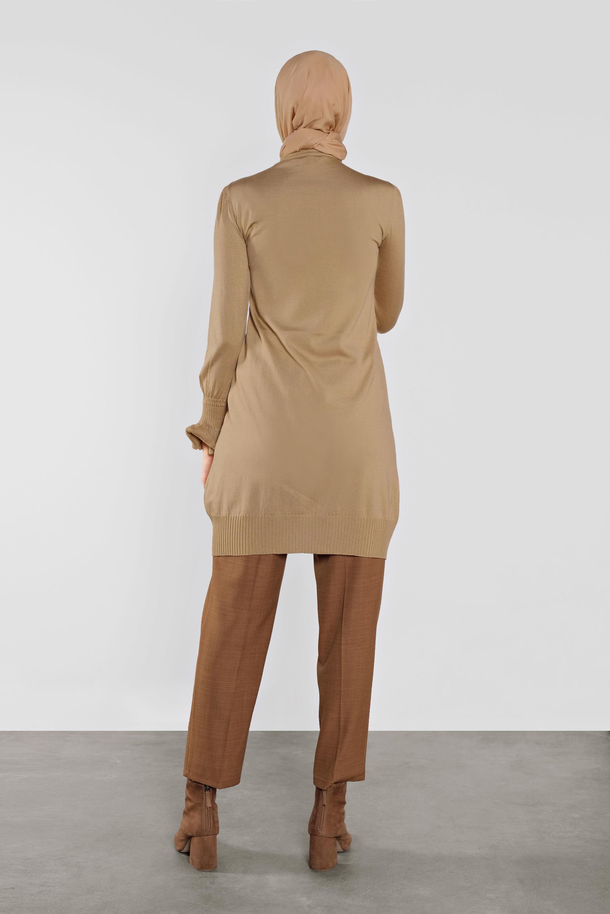 Tesettür giyim KAHVE FIRFIRLI TRİKO TUNİK 41005 