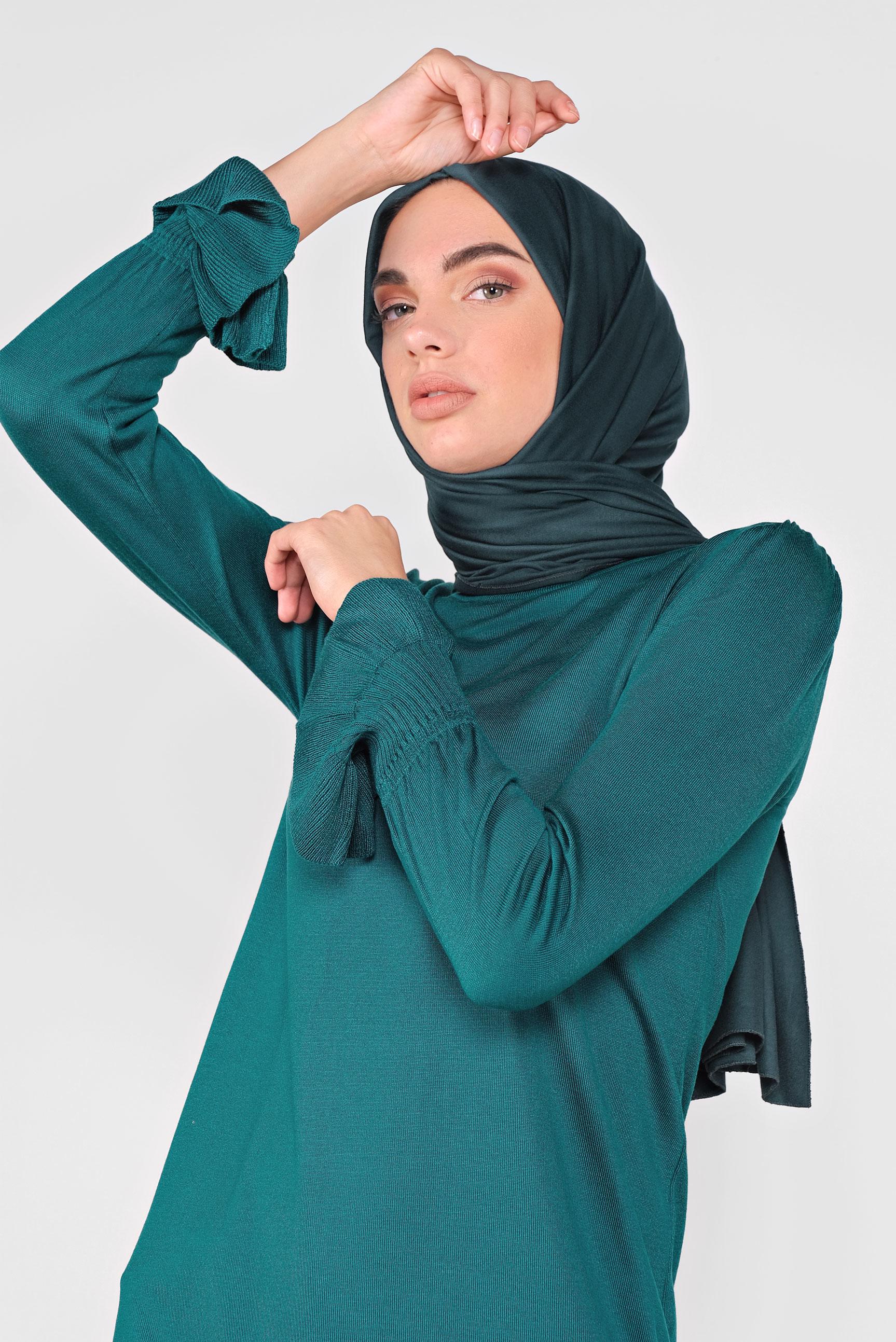 Tesettür giyim MAVİ FIRFIRLI TRİKO TUNİK 41005 