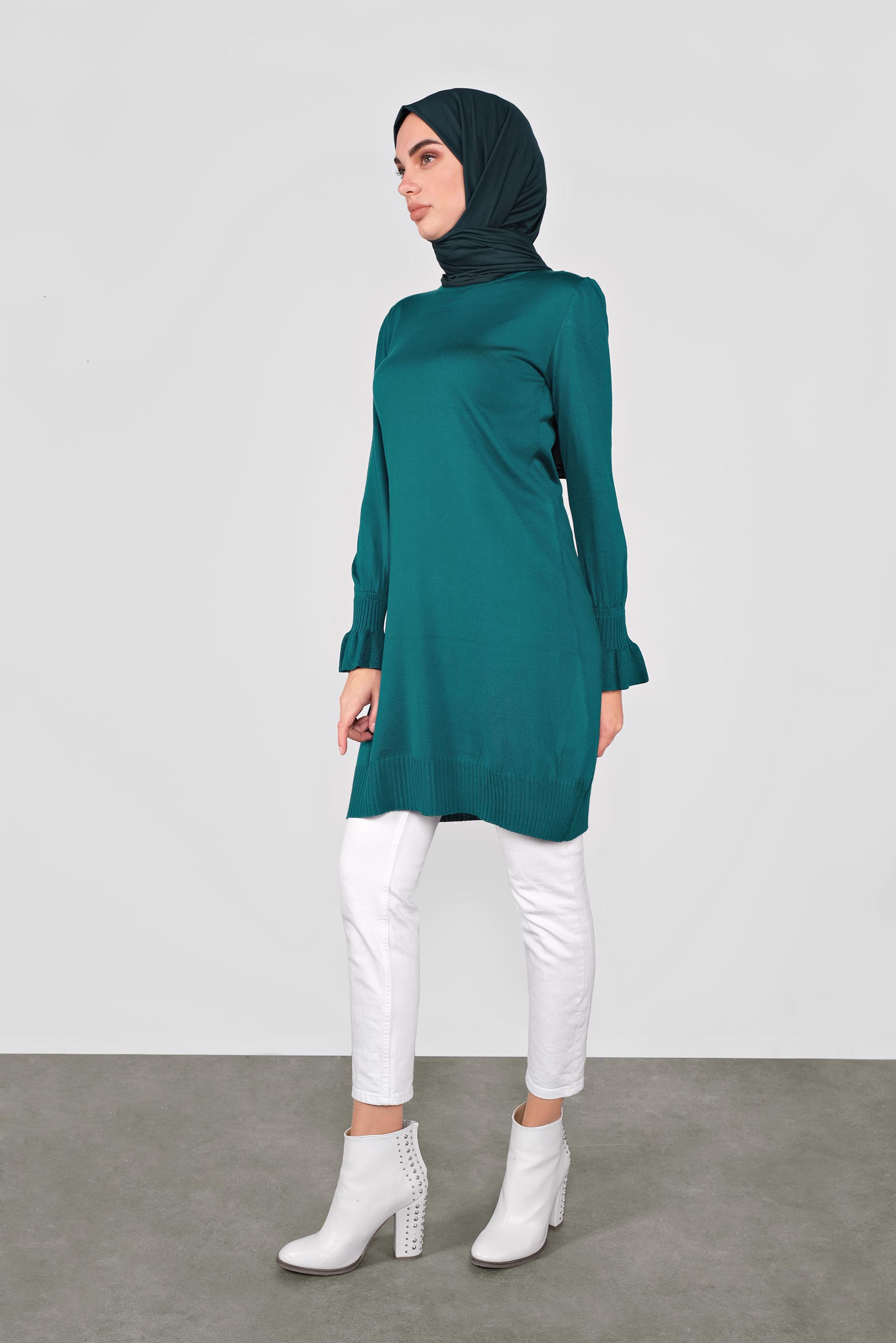 Tesettür giyim MAVİ FIRFIRLI TRİKO TUNİK 41005 