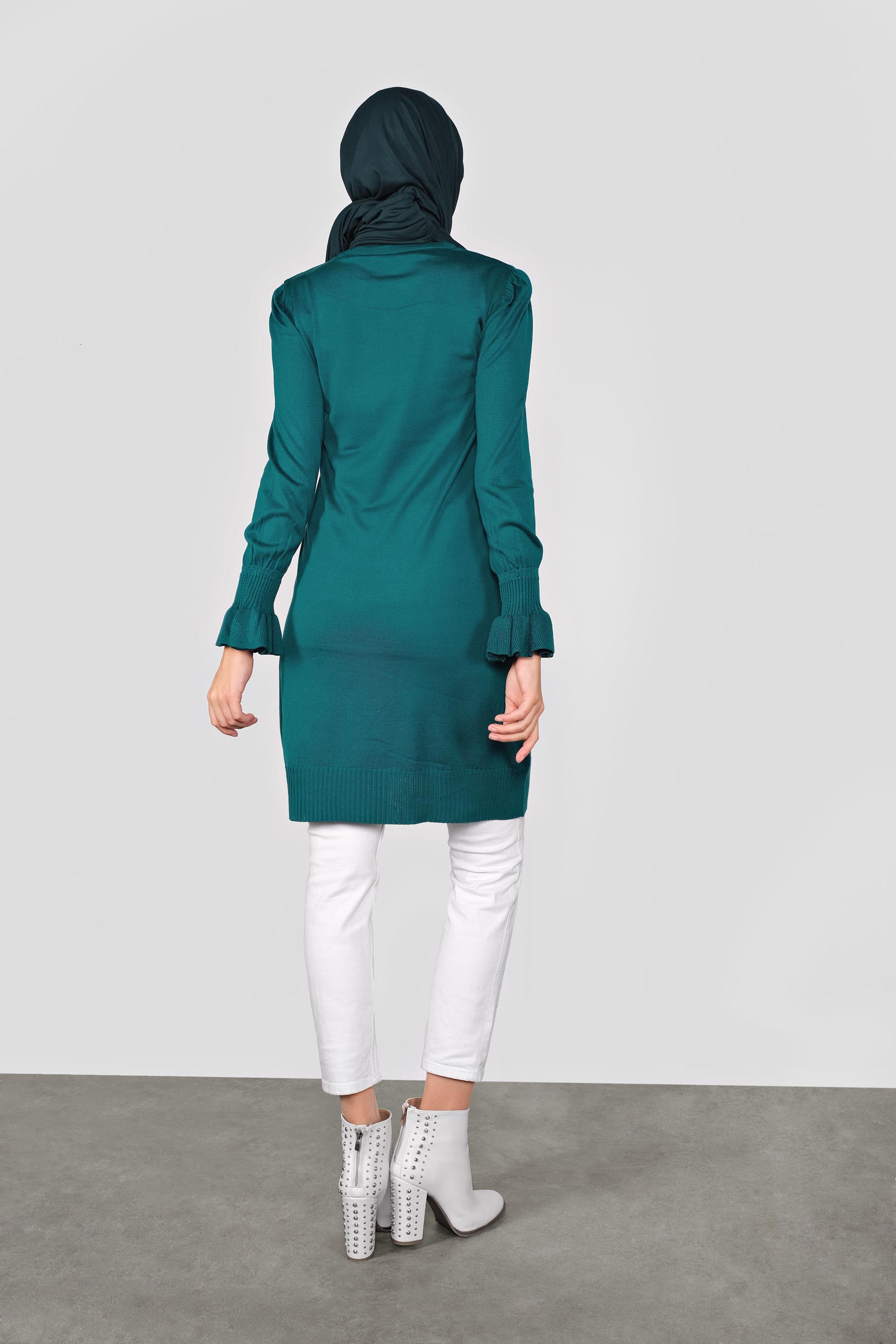 Tesettür giyim MAVİ FIRFIRLI TRİKO TUNİK 41005 