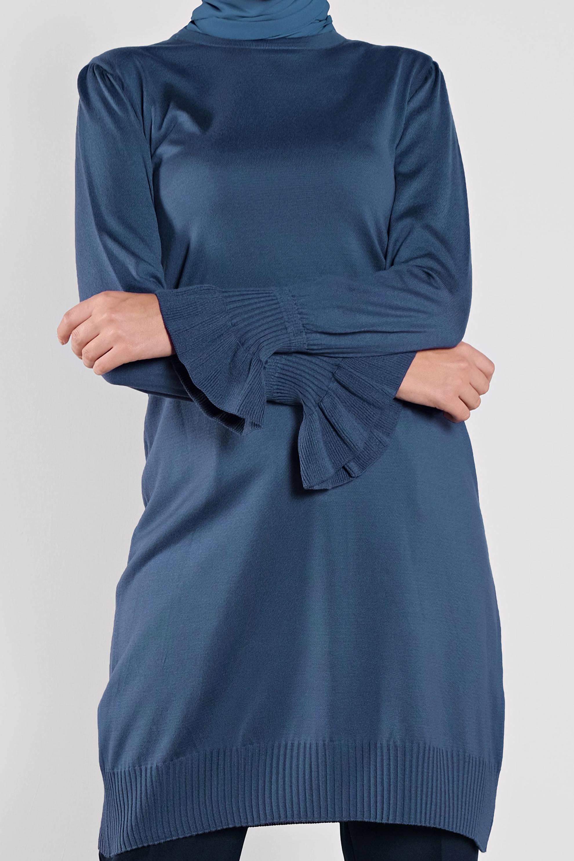 Tesettür giyim LACİVERT FIRFIRLI TRİKO TUNİK 41005 