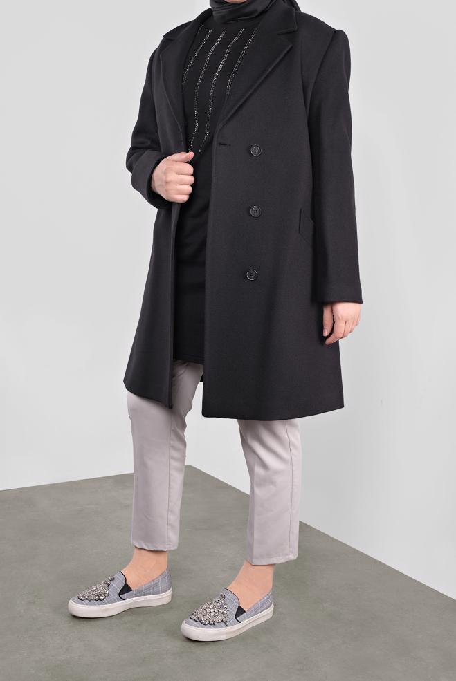 Vêtements hijab NOIR TUNIQUE À EMBELLIE 41010  - ALVİNA