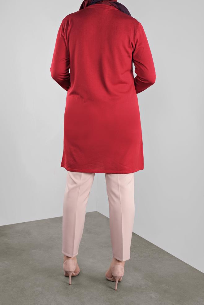 Vêtements hijab ROUGE TUNIQUE À EMBELLIE 41010  - ALVİNA