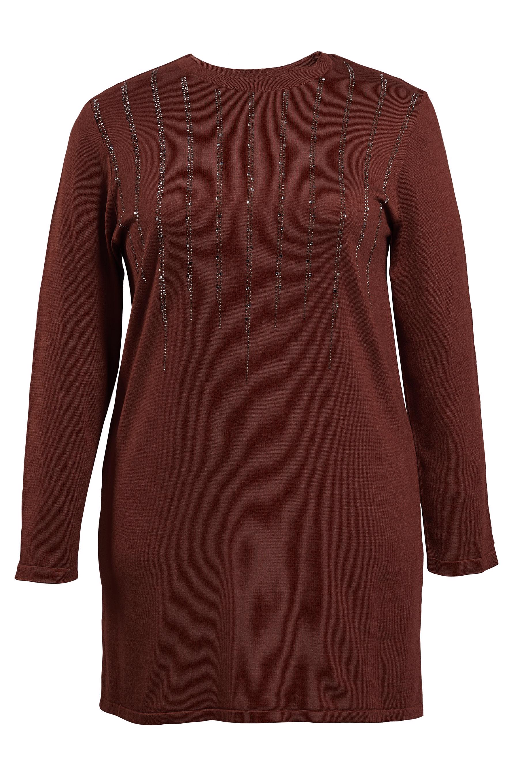 Tesettür giyim TURUNCU TAŞ BASKILI TRİKO TUNİK  41010 