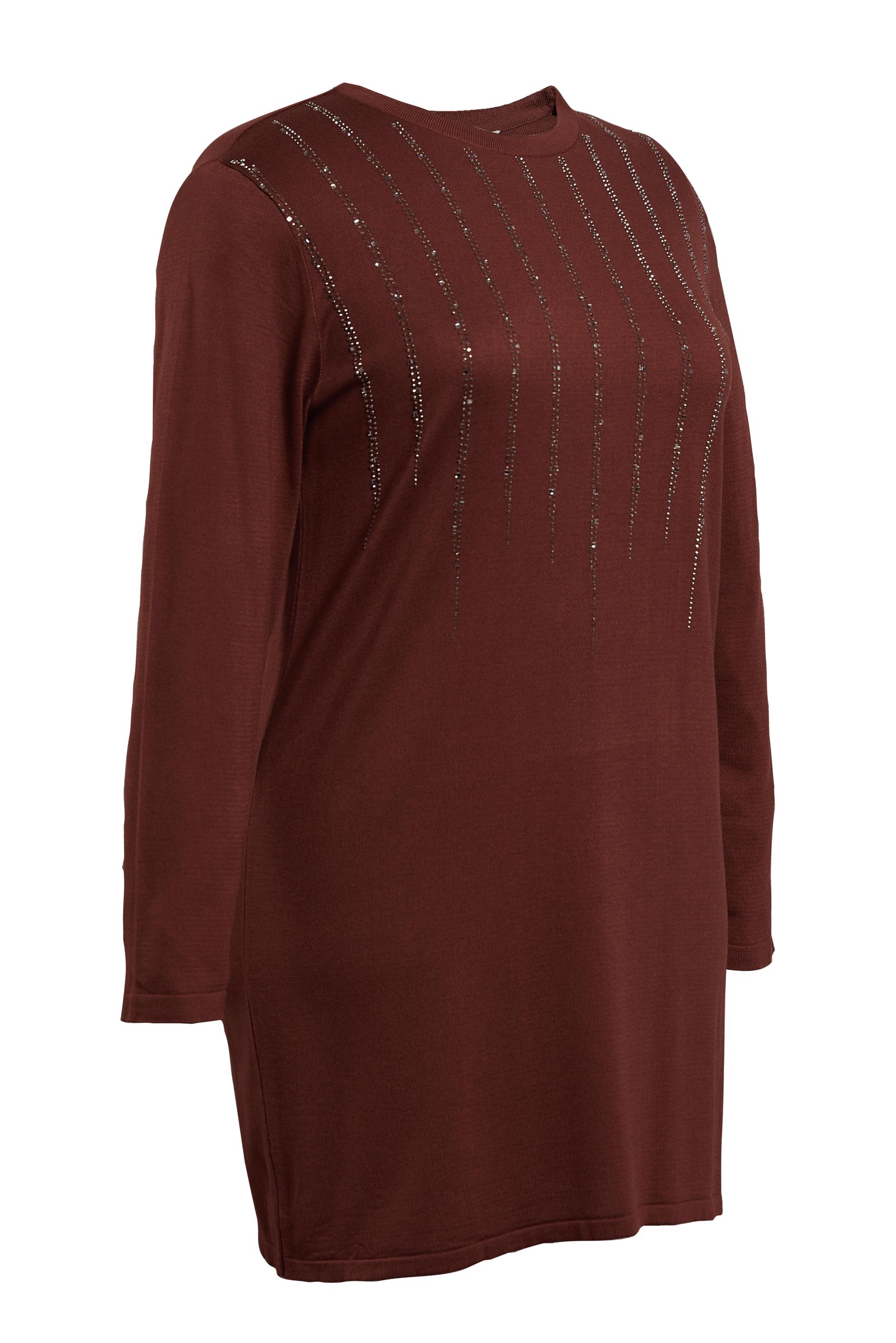 Tesettür giyim TURUNCU TAŞ BASKILI TRİKO TUNİK  41010 