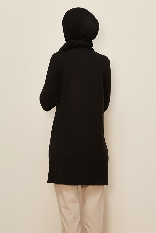Tesettür giyim SİYAH TRİKO TUNİK 41011 - ALVİNA