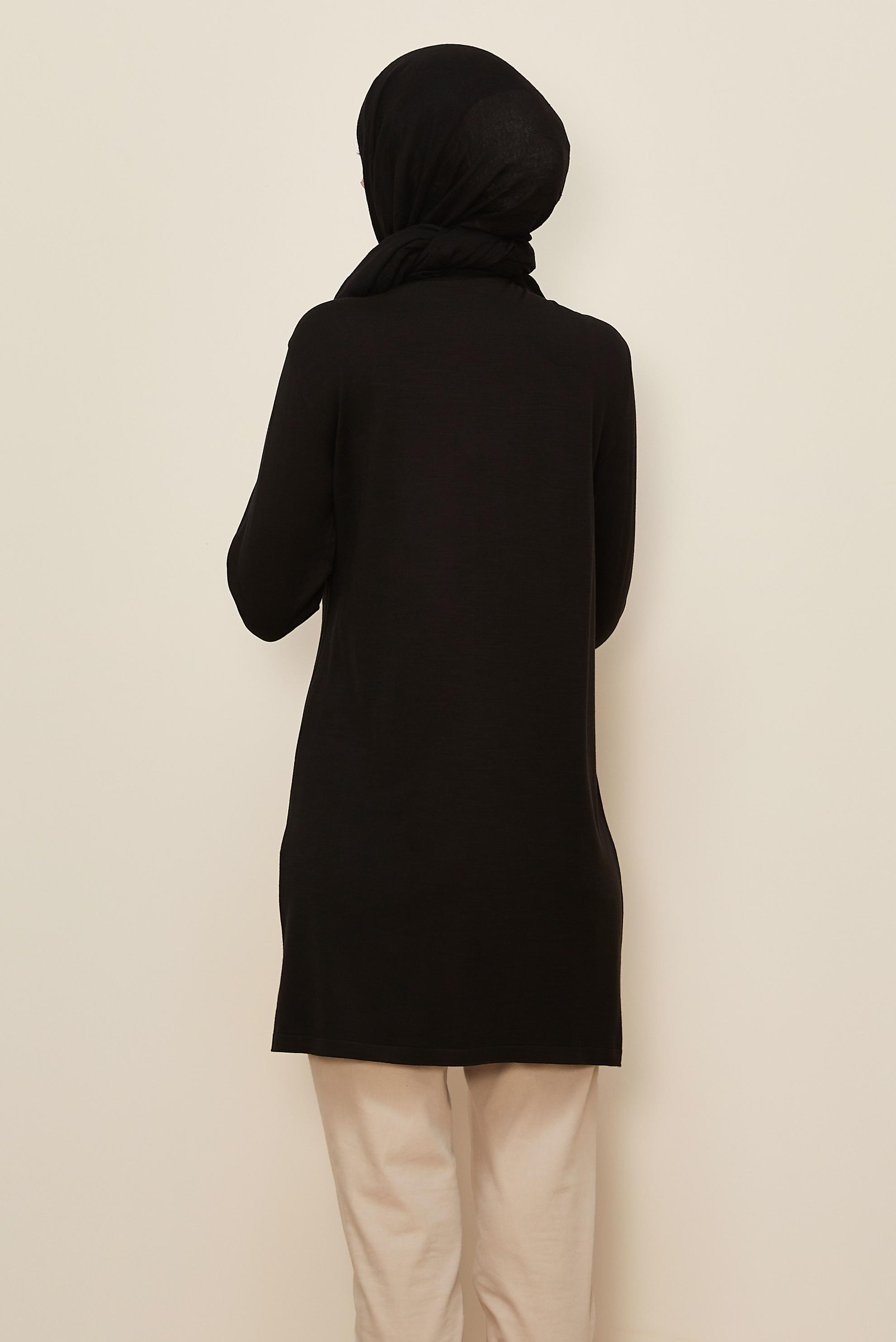 Tesettür giyim SİYAH TRİKO TUNİK 41011