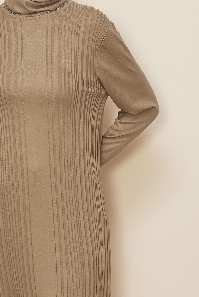 Vêtements hijab BRUN TUNIQUE EN MAILLE 41011 - ALVİNA