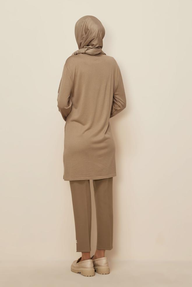 Vêtements hijab BRUN TUNIQUE EN MAILLE 41011 - ALVİNA