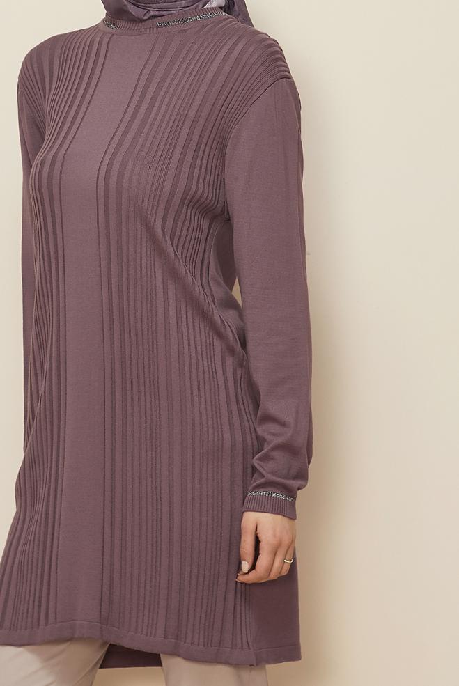 Tesettür giyim MOR TRİKO TUNİK 41011 - ALVİNA