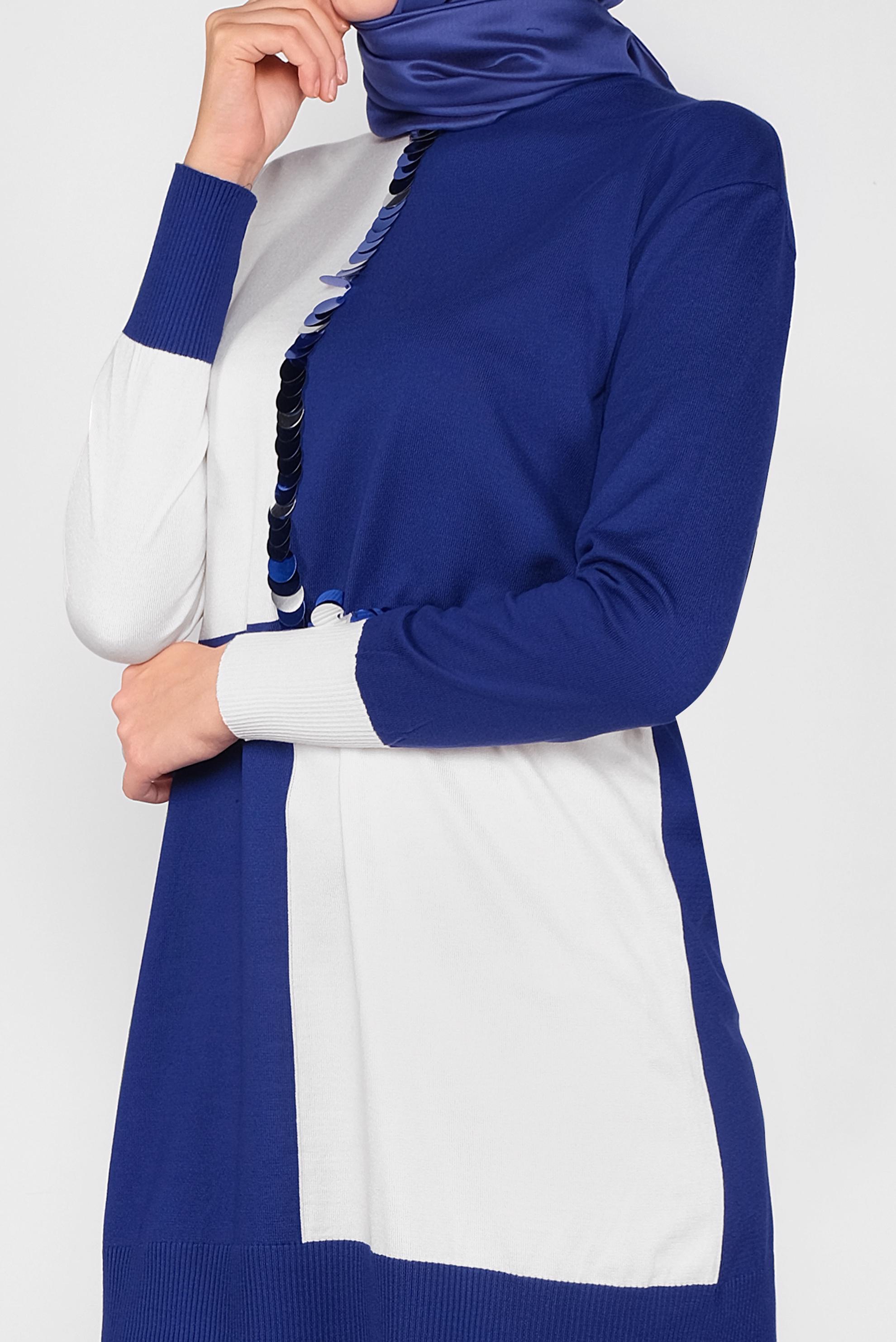 Tesettür giyim LACİVERT PUL DETAYLI İKİ RENKLİ TRİKO TUNİK 41012