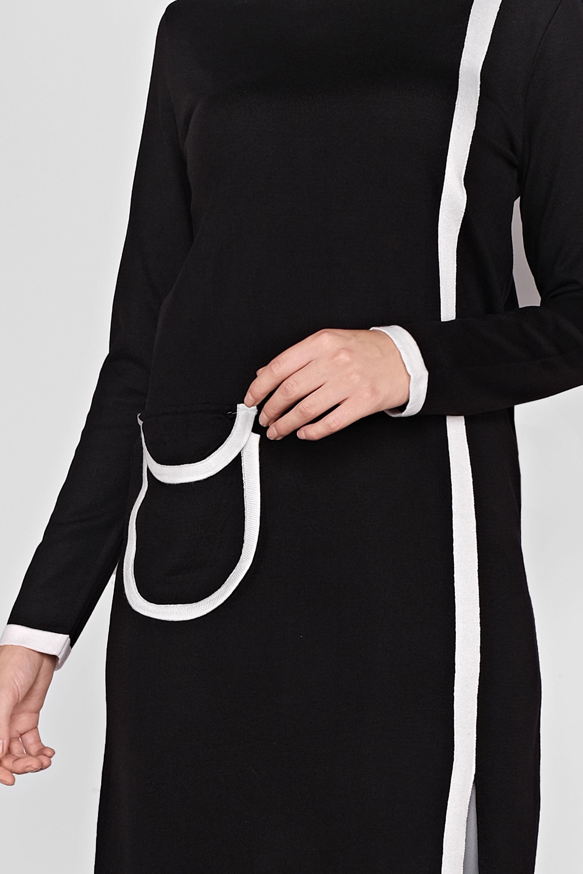 Tesettür giyim SİYAH CEP DETAYLI TRİKO TUNİK 41013