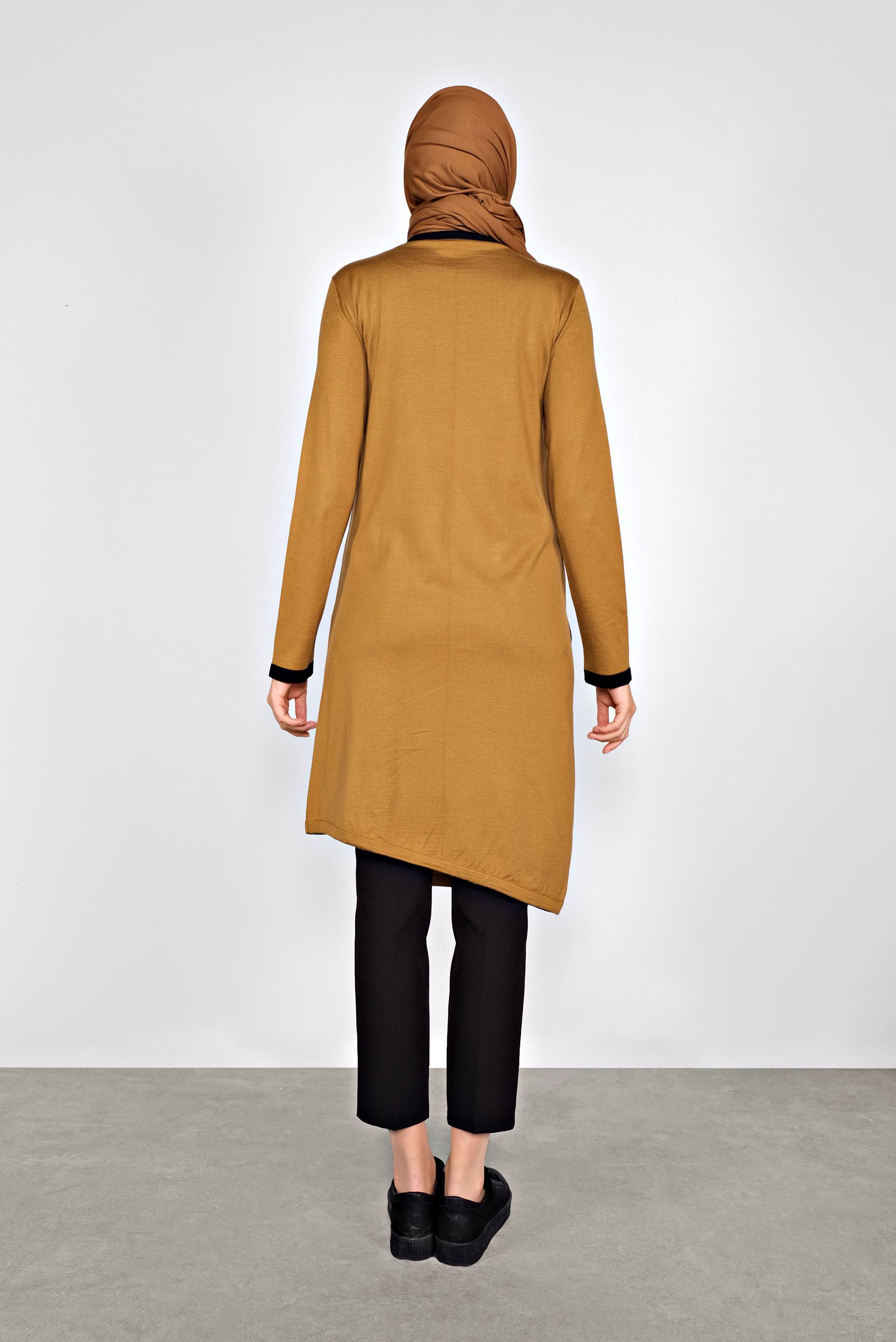 Tesettür giyim SARI CEP DETAYLI TRİKO TUNİK 41013