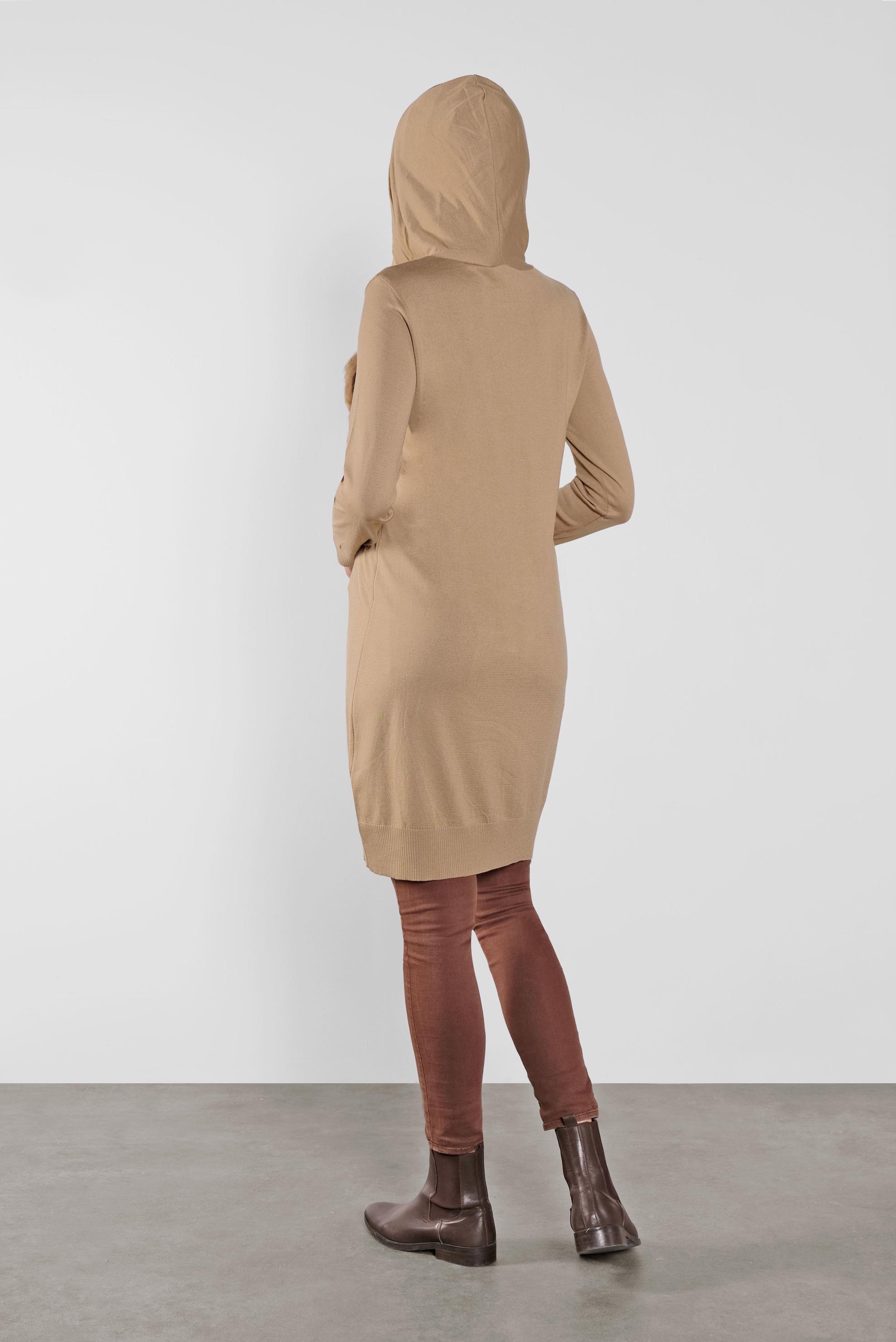 Tesettür giyim KAHVE KAPÜŞONLU TRİKO TUNİK 41014