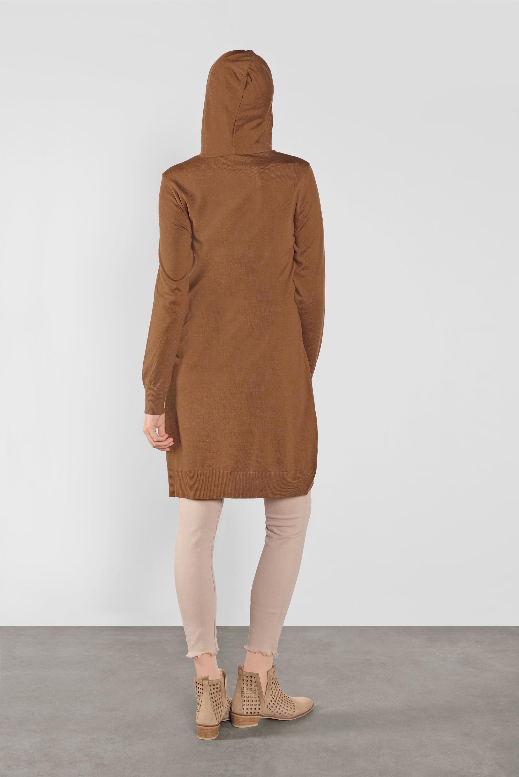 Tesettür giyim TABA KAPÜŞONLU TRİKO TUNİK 41014