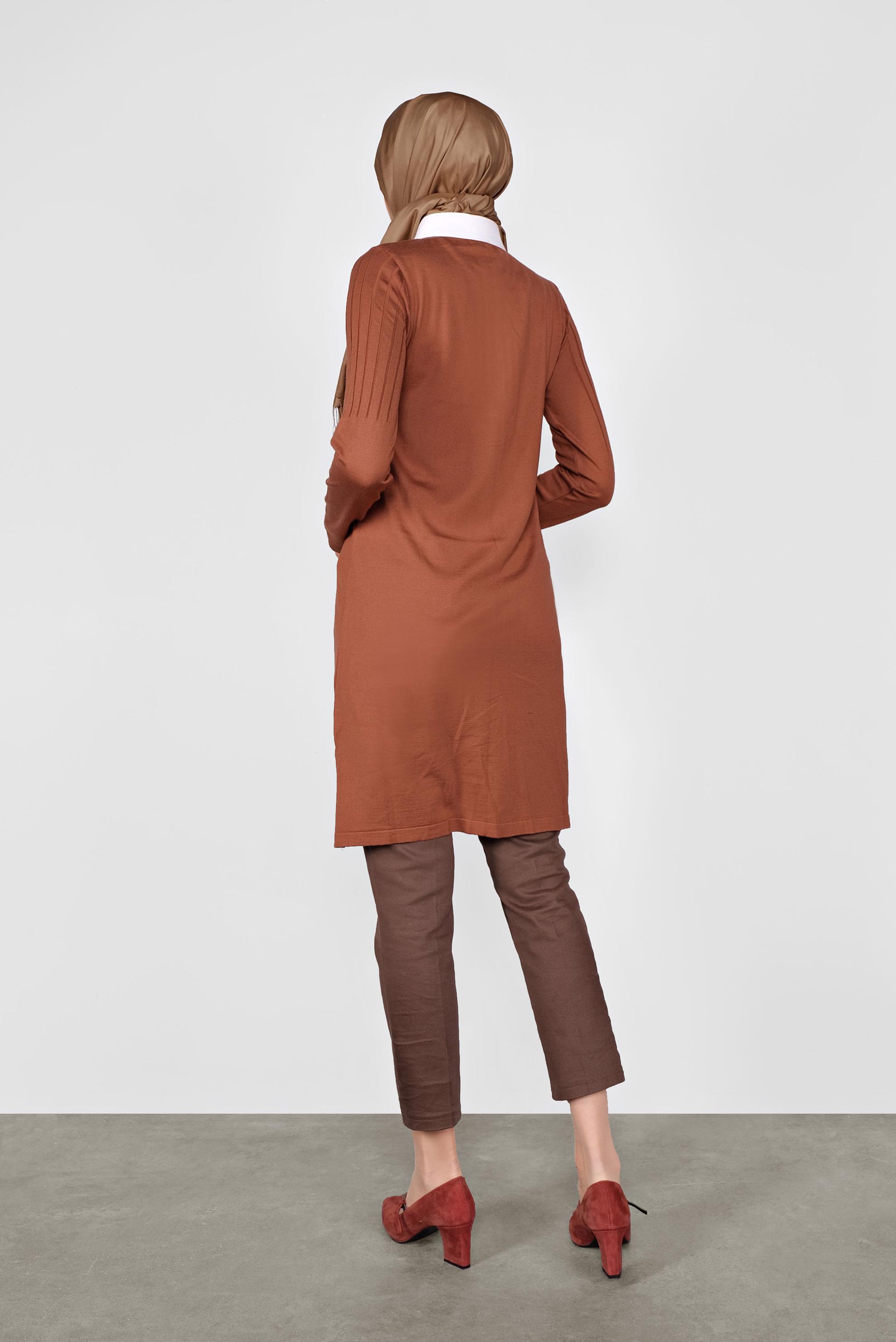 Hijab clothing ORANGE SHIRT-COLLAR KNIT TUNIC 41016 