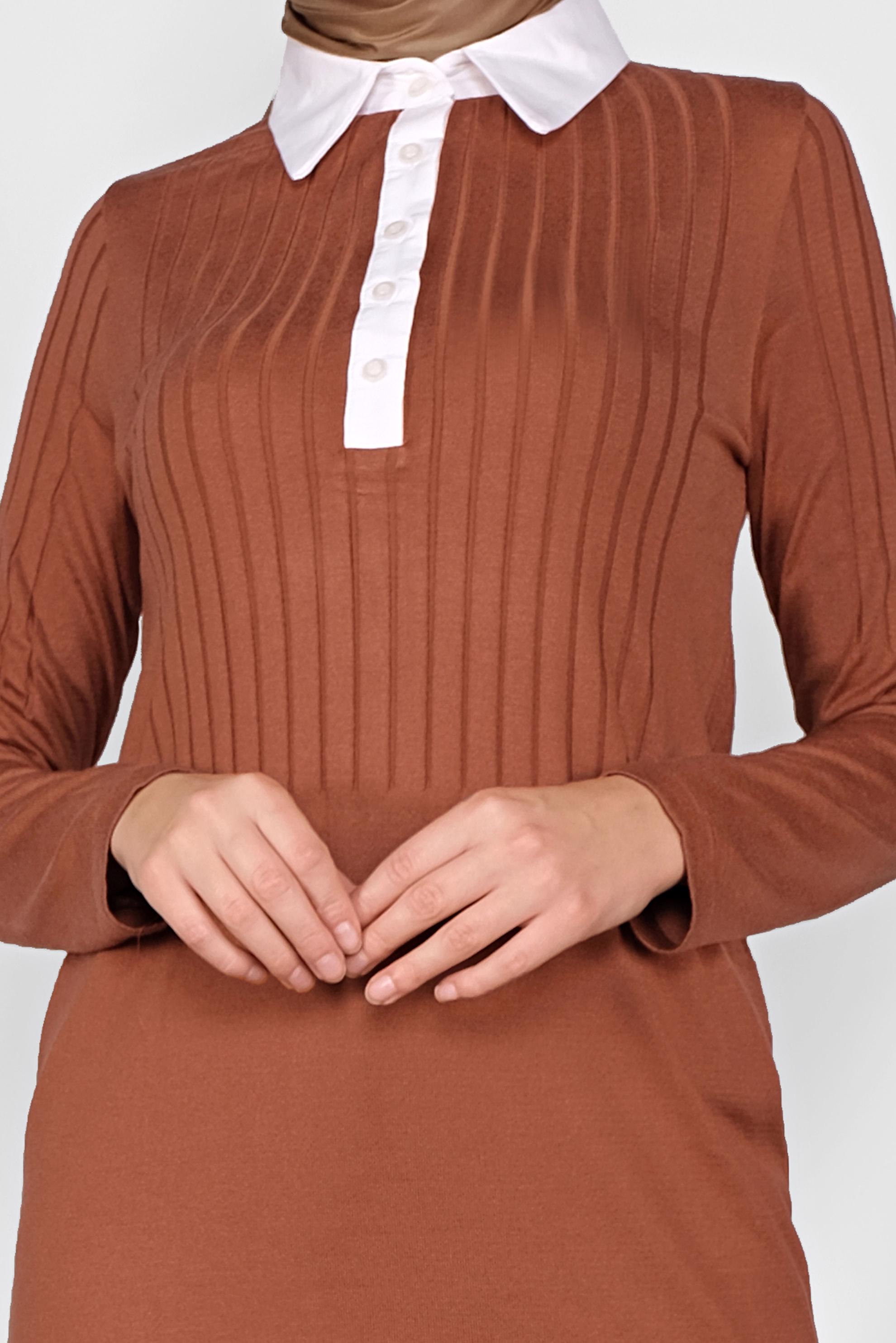 Hijab clothing ORANGE SHIRT-COLLAR KNIT TUNIC 41016 