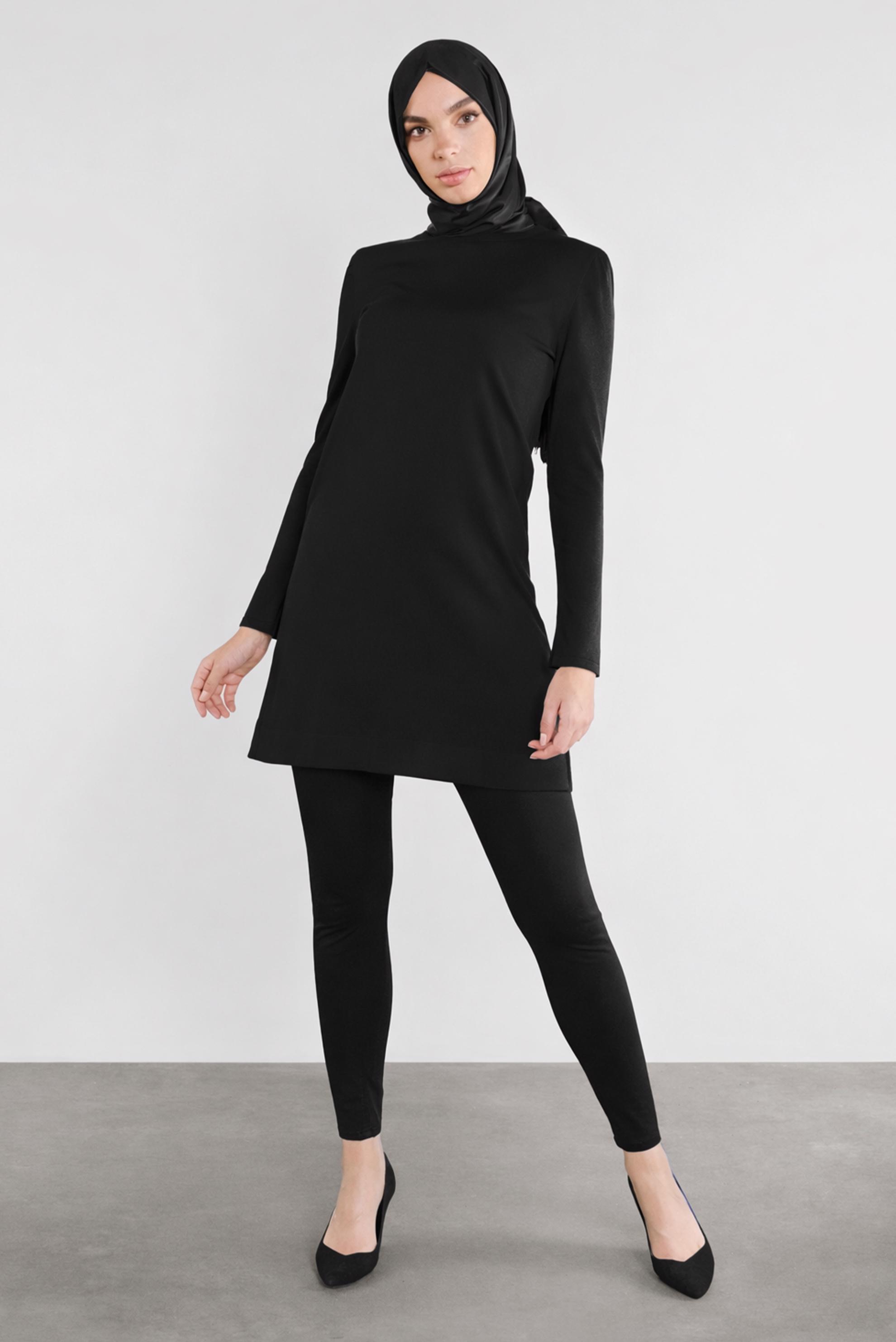 Tesettür giyim SİYAH TRİKO TUNİK 41018