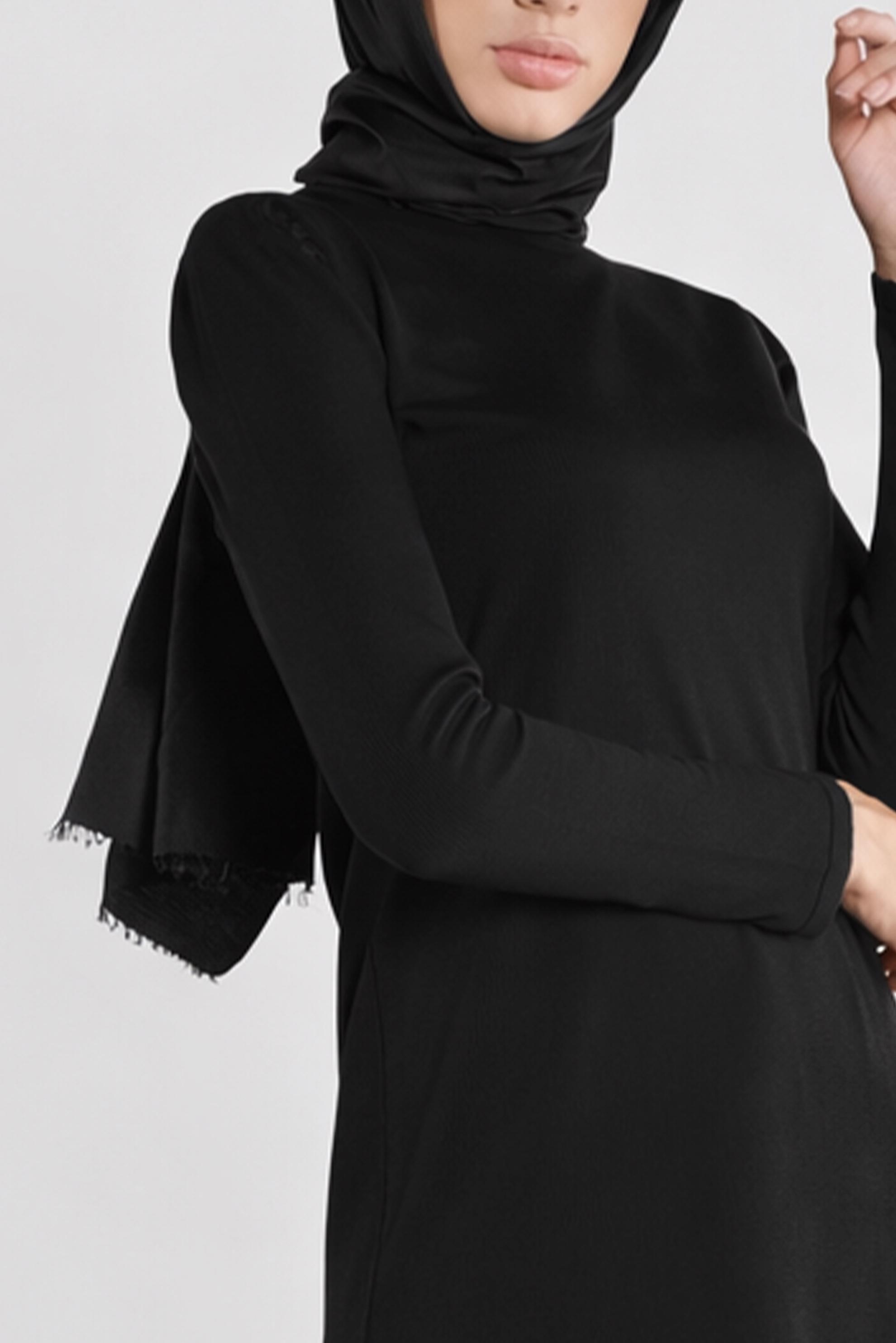Tesettür giyim SİYAH TRİKO TUNİK 41018