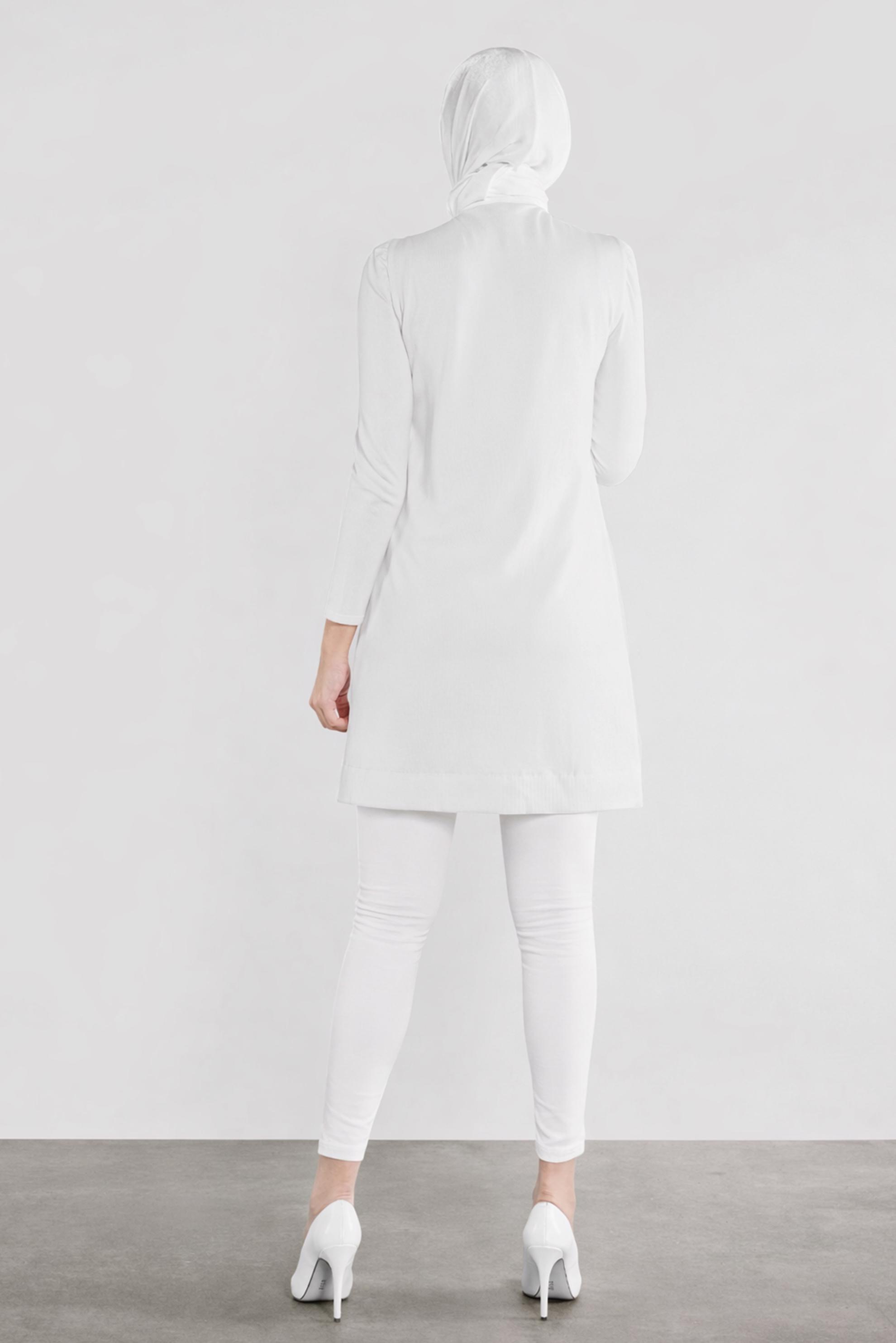 Tesettür giyim BEYAZ TRİKO TUNİK 41018