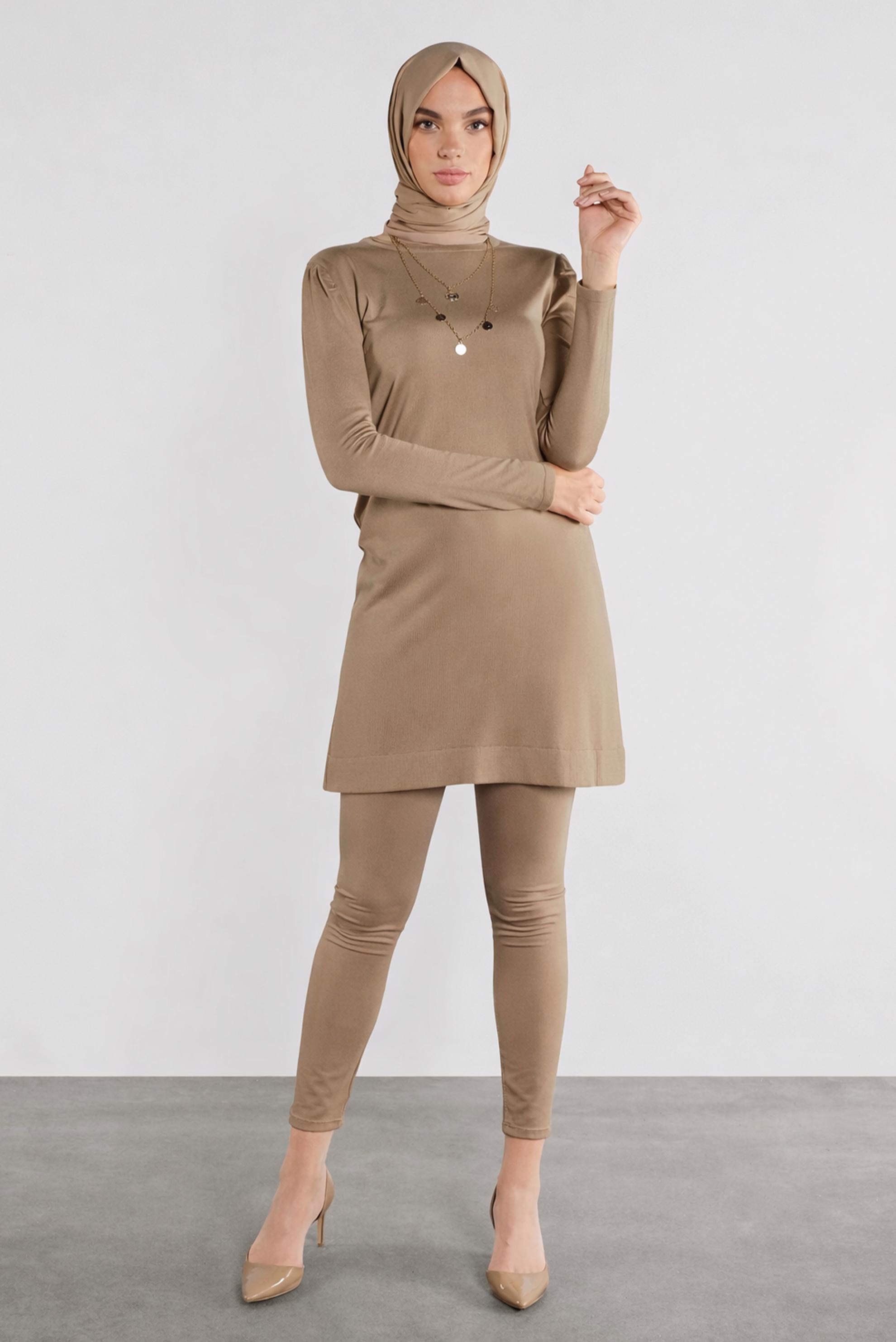 Tesettür giyim KAHVE TRİKO TUNİK 41018