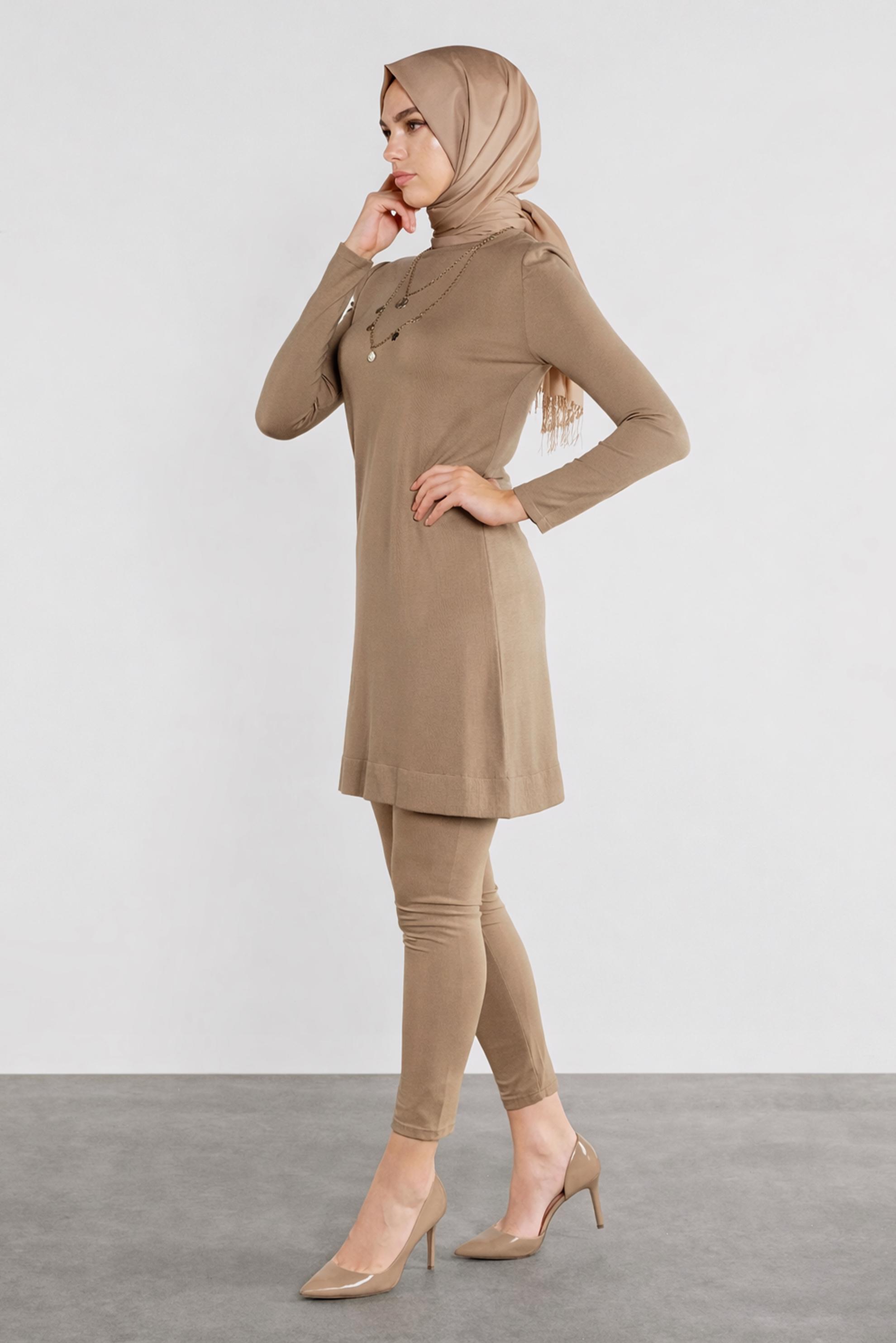 Tesettür giyim KAHVE TRİKO TUNİK 41018