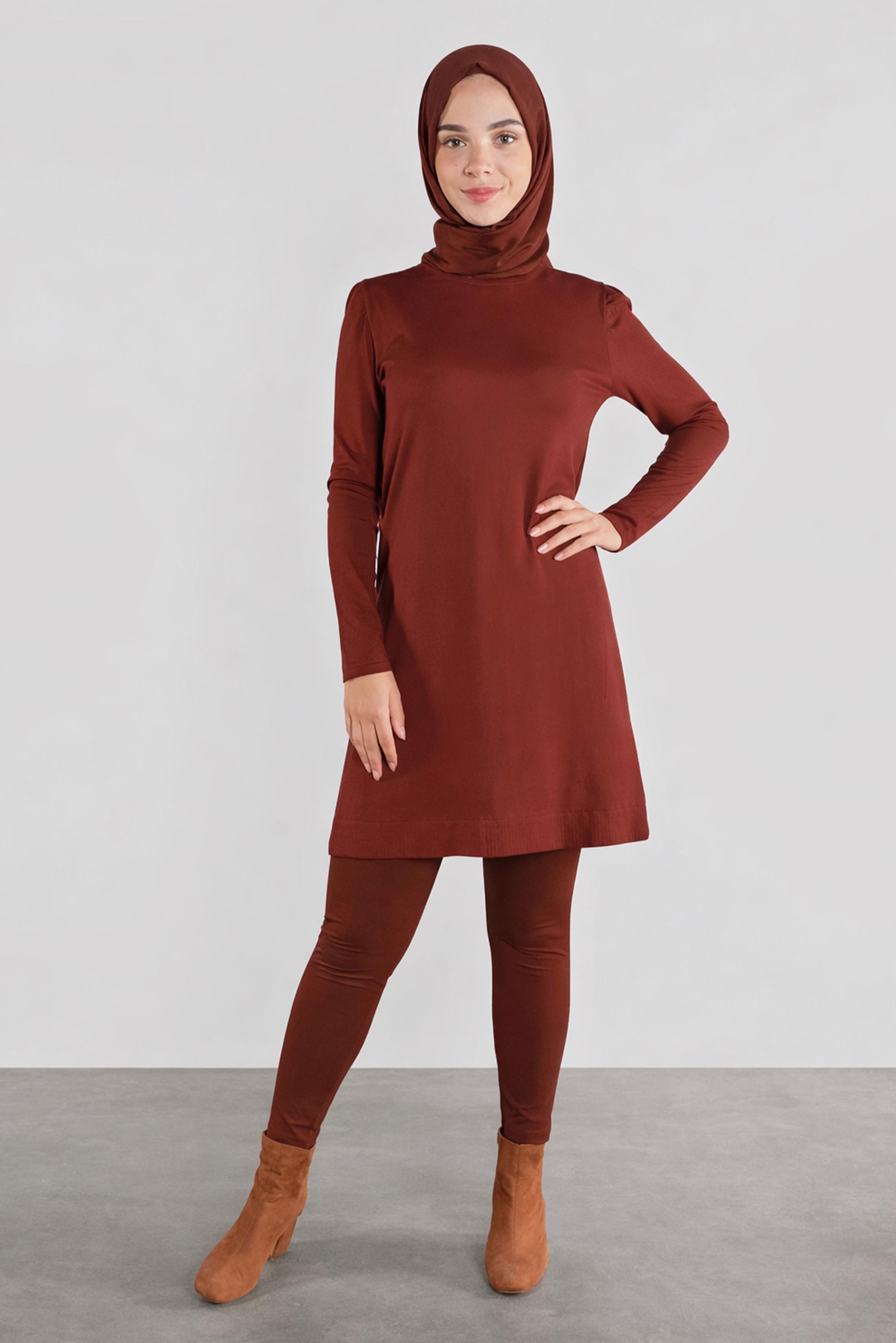 Tesettür giyim TURUNCU TRİKO TUNİK 41018
