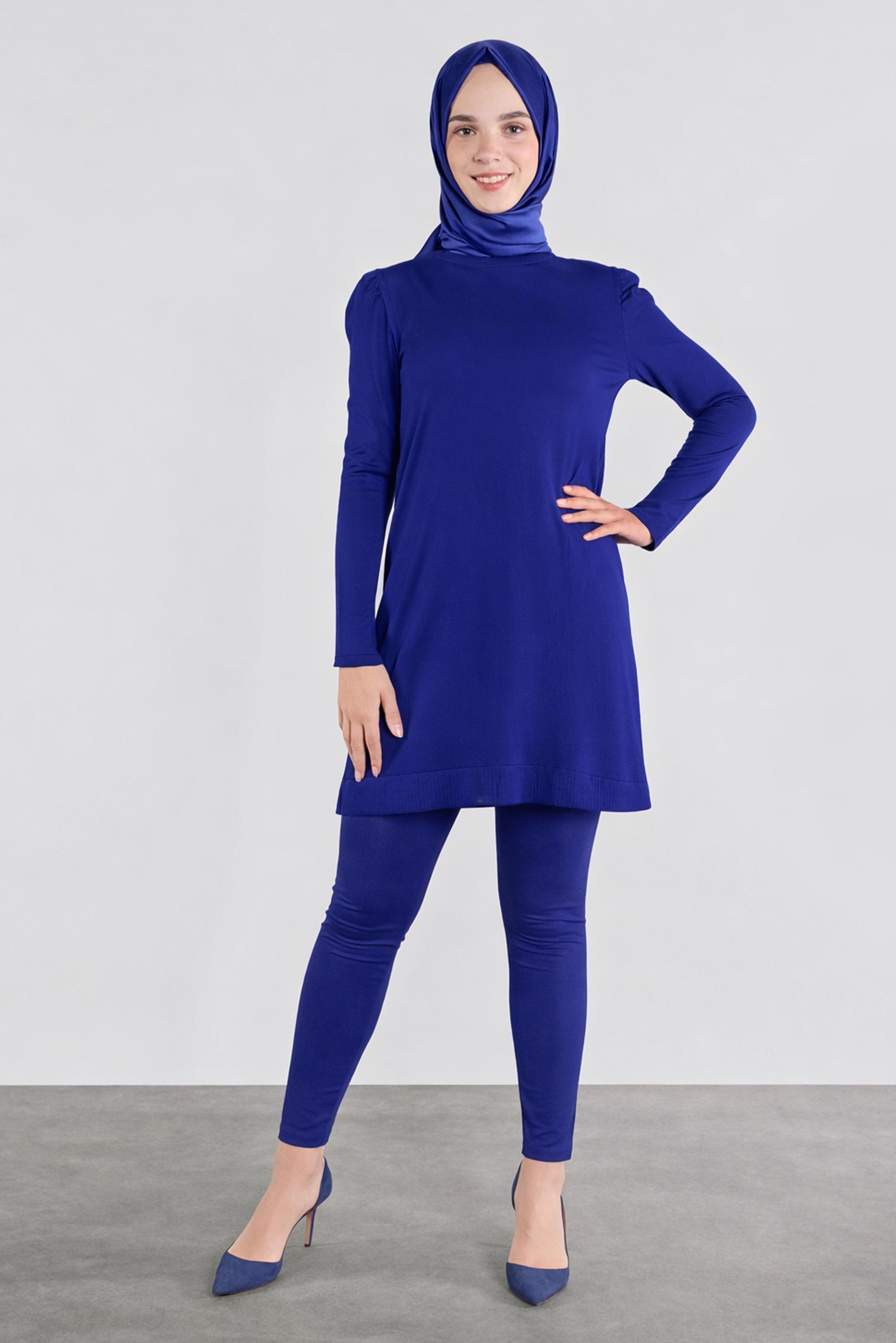 Tesettür giyim LACİVERT TRİKO TUNİK 41018