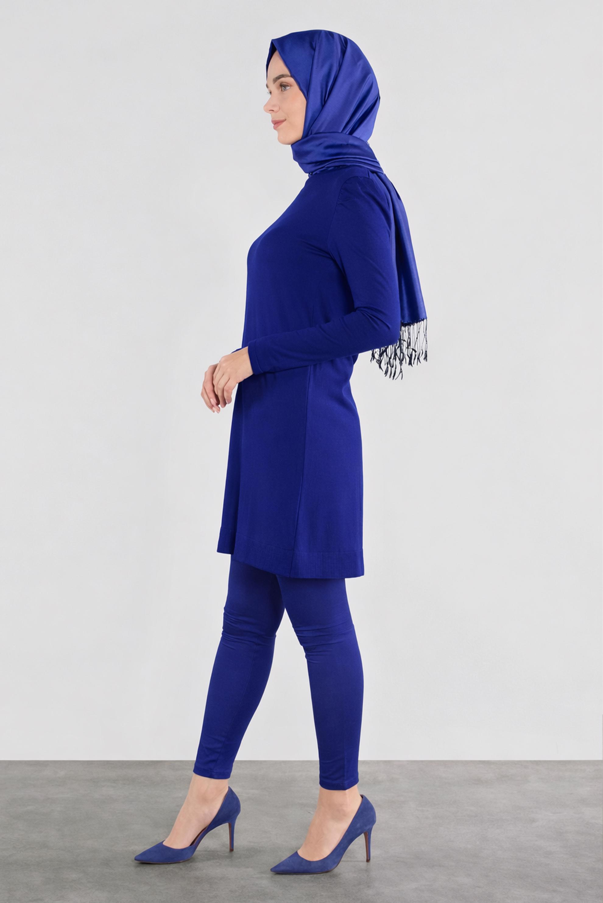 Tesettür giyim LACİVERT TRİKO TUNİK 41018