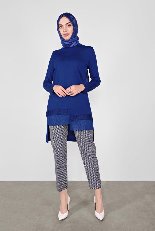 Tesettür giyim  ASİMETRİK KESİM TRİKO TUNİK 41057 - ALVİNA