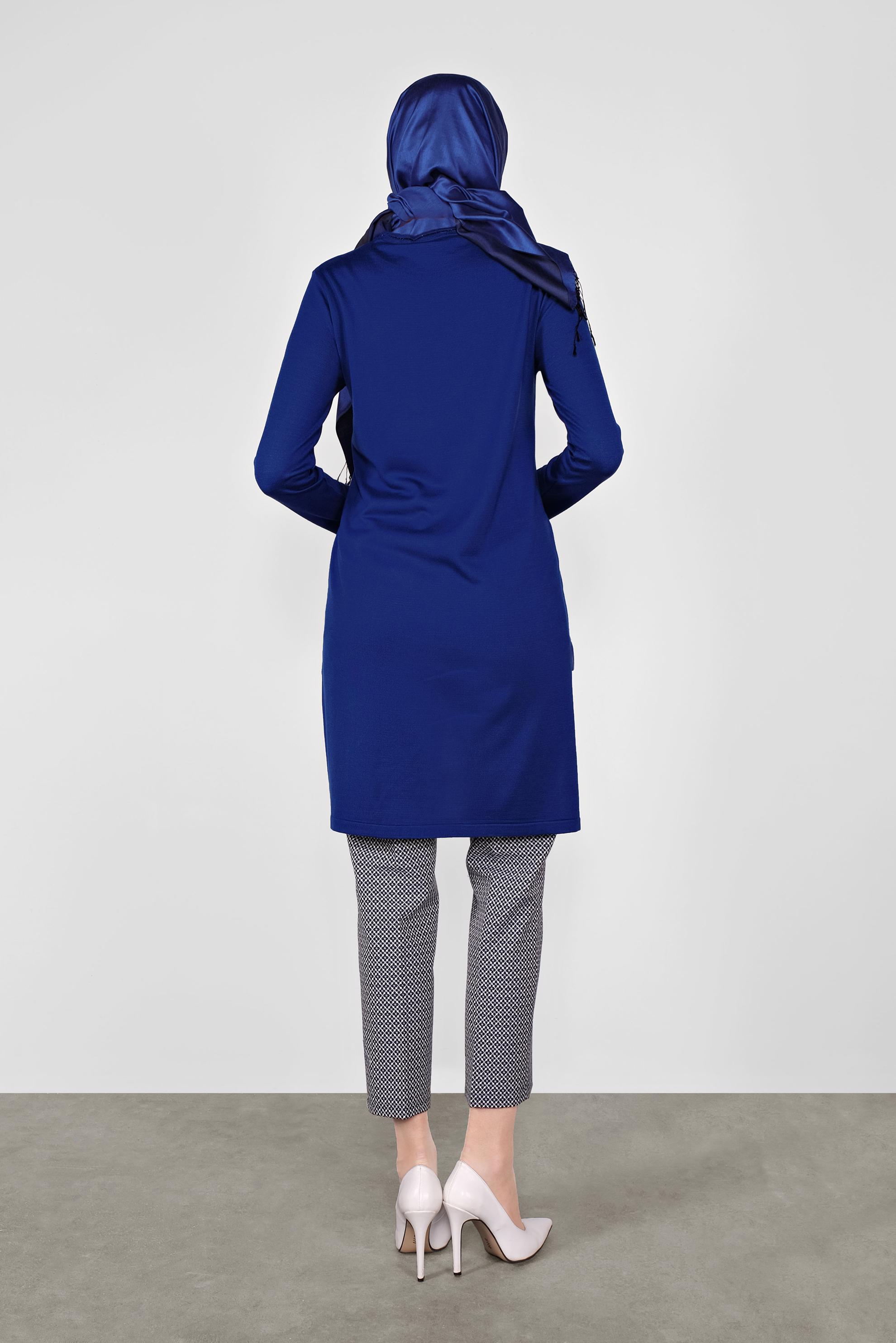 Tesettür giyim LACİVERT ASİMETRİK KESİM TRİKO TUNİK 41057