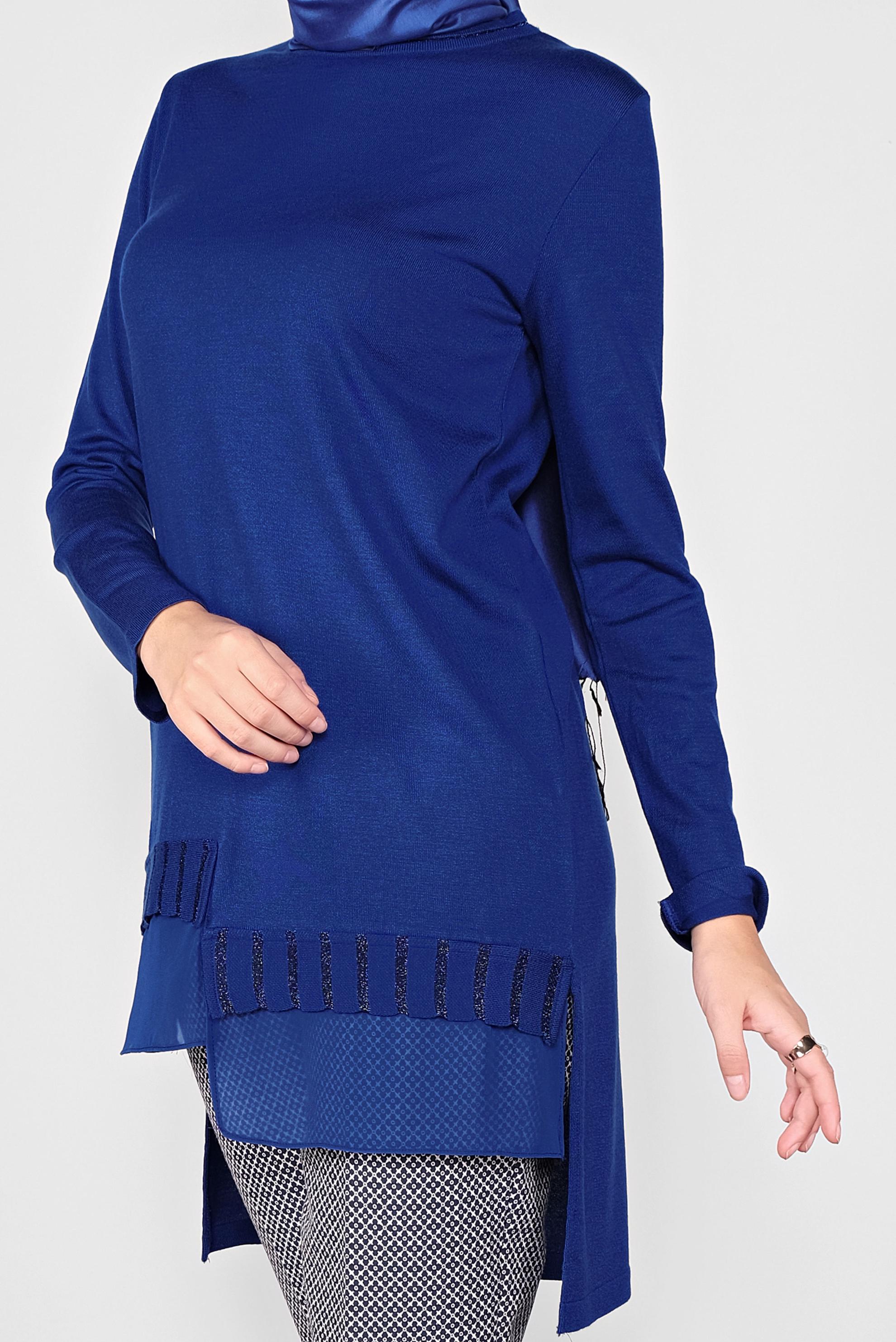 Tesettür giyim LACİVERT ASİMETRİK KESİM TRİKO TUNİK 41057