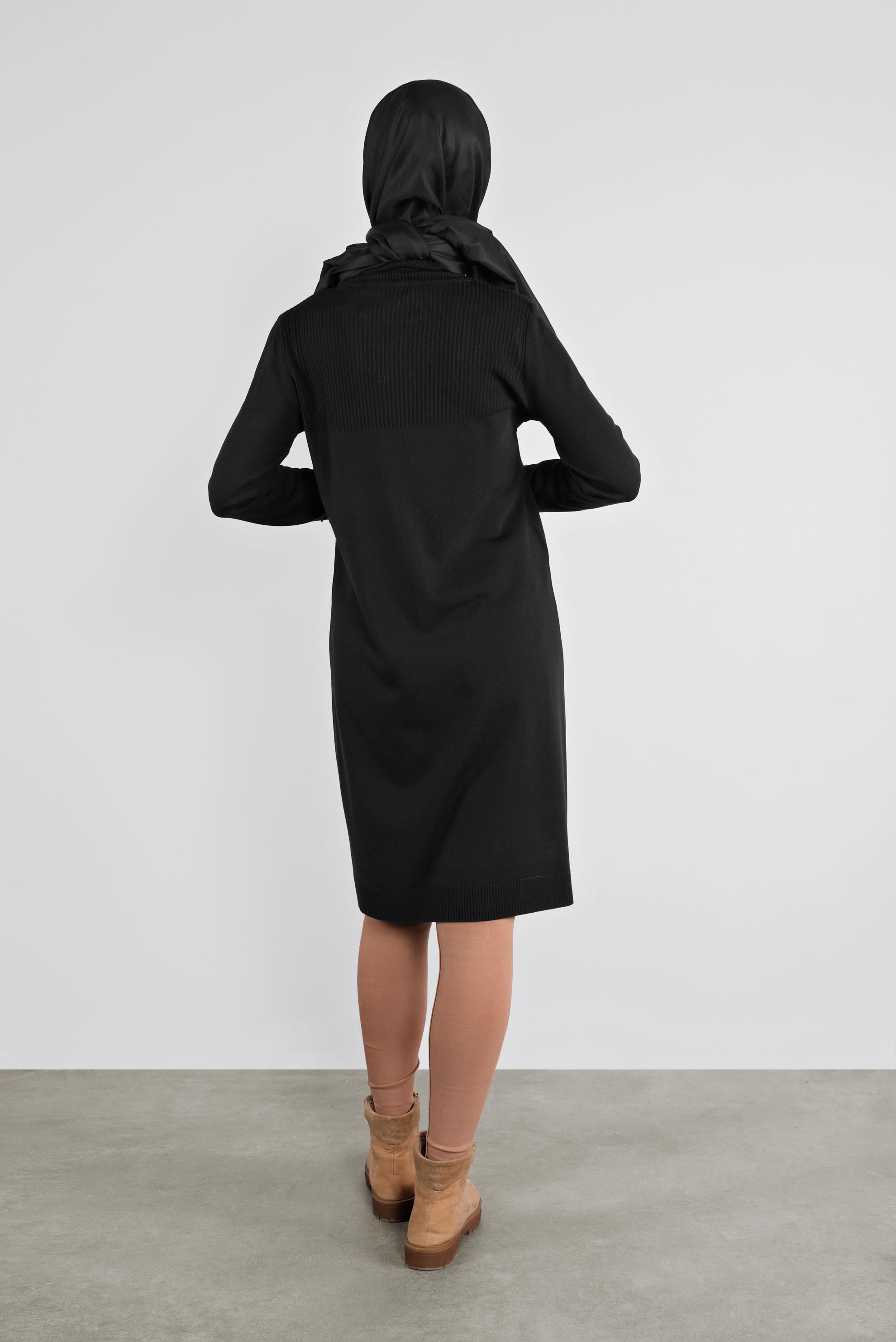 Tesettür giyim SİYAH BALIKÇI YAKA TRİKO TUNİK 41066 