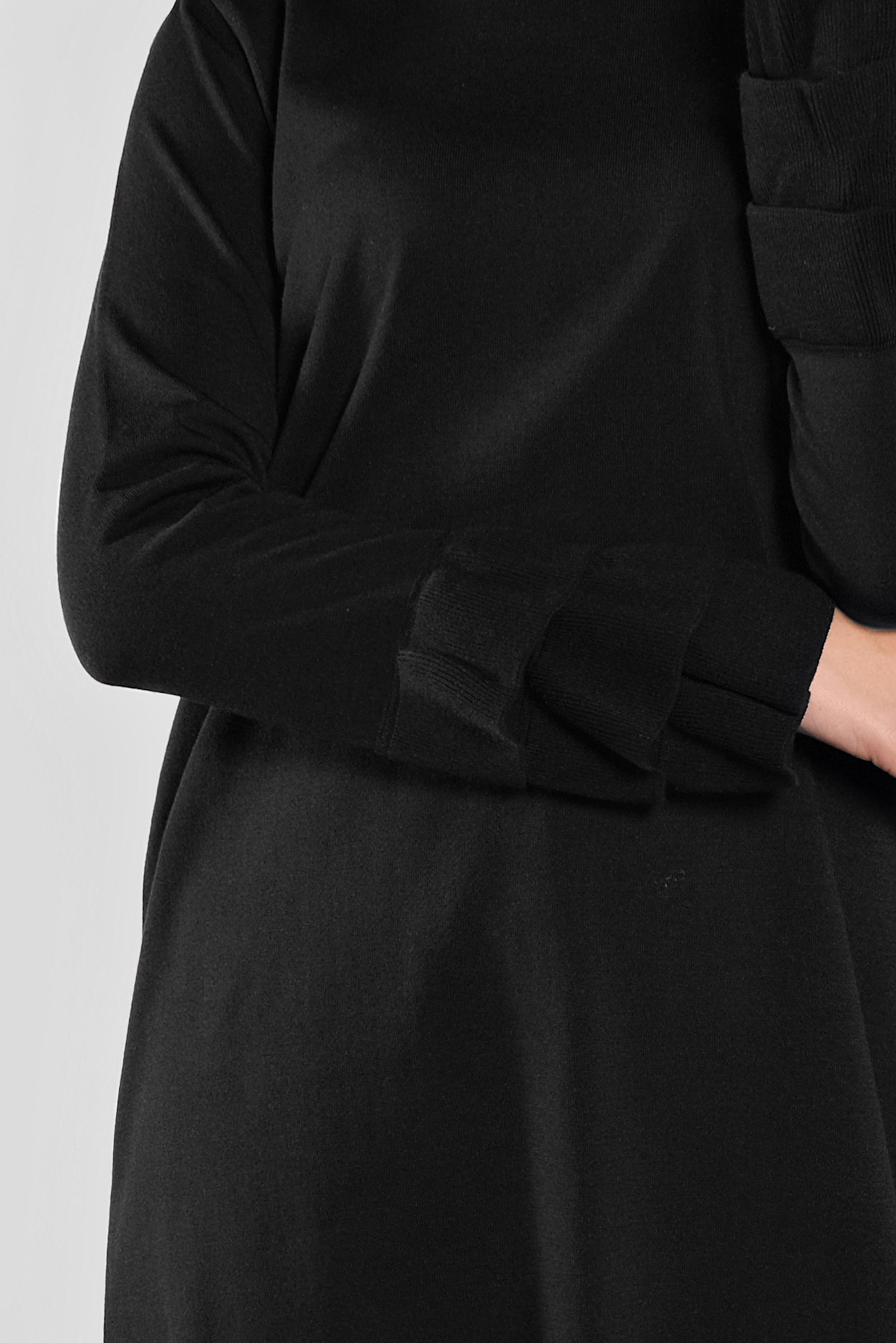 Tesettür giyim SİYAH FIRFIRLI TRİKO TUNİK 41067 