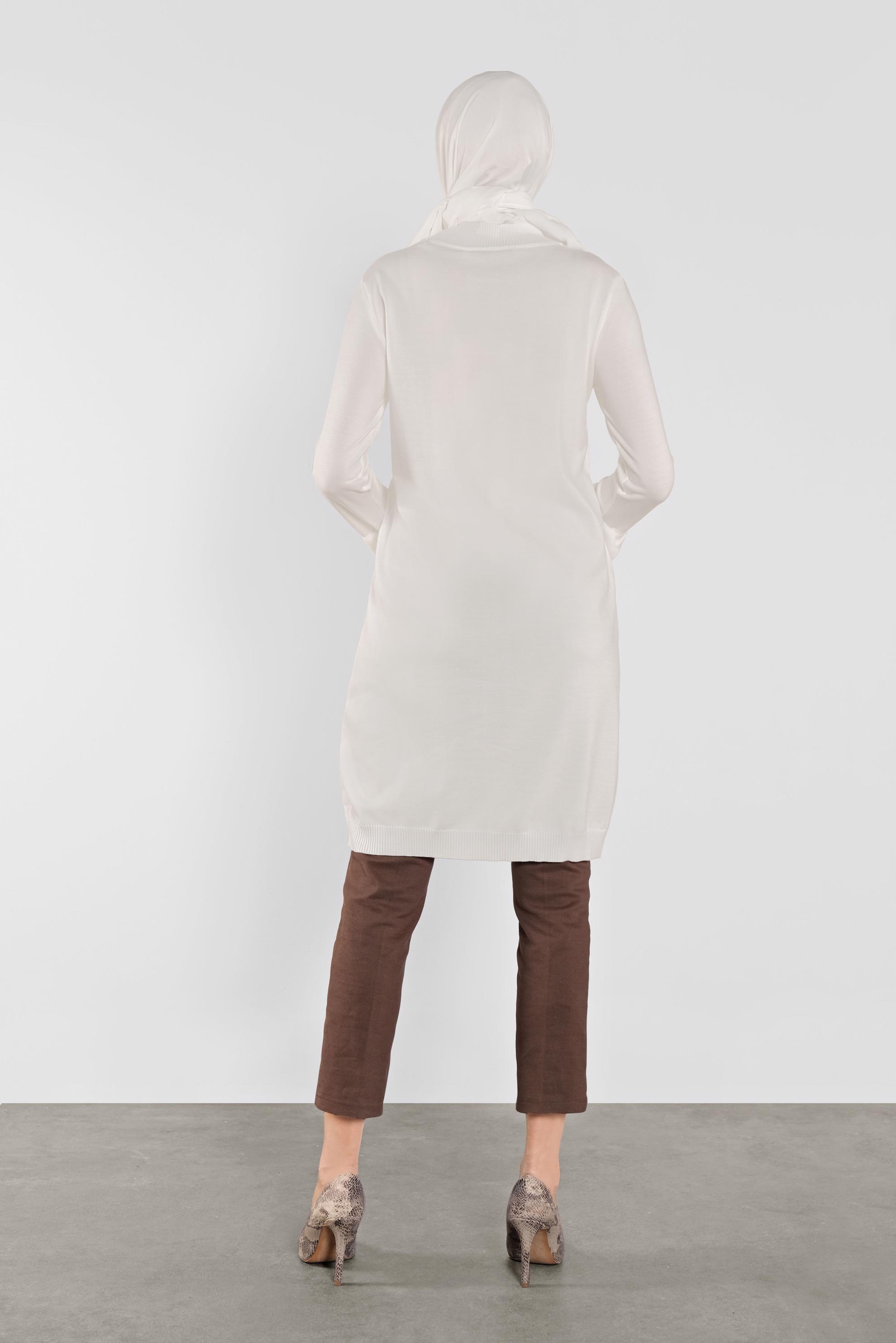 Tesettür giyim BEYAZ FIRFIRLI TRİKO TUNİK 41067 