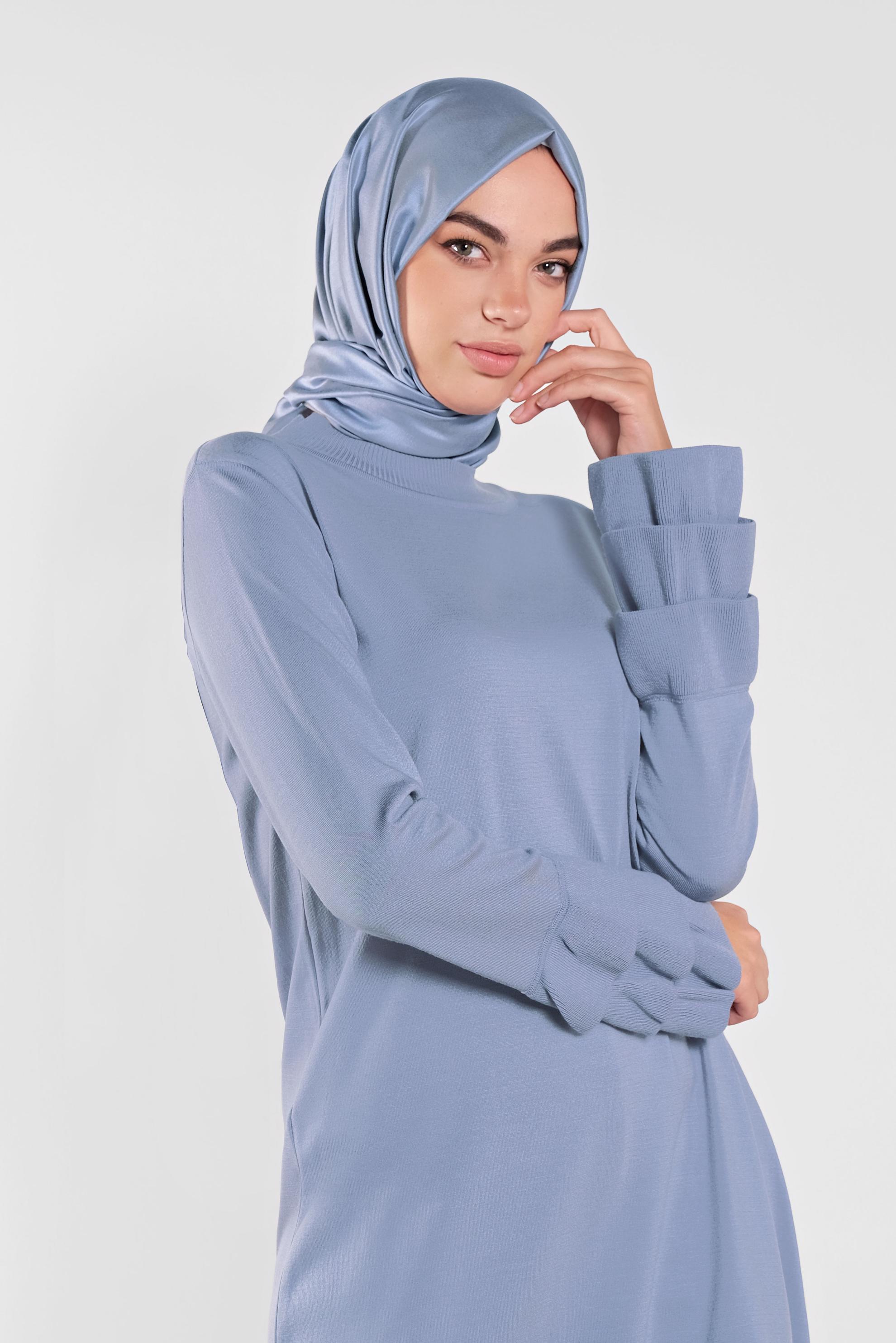 Tesettür giyim MAVİ FIRFIRLI TRİKO TUNİK 41067 