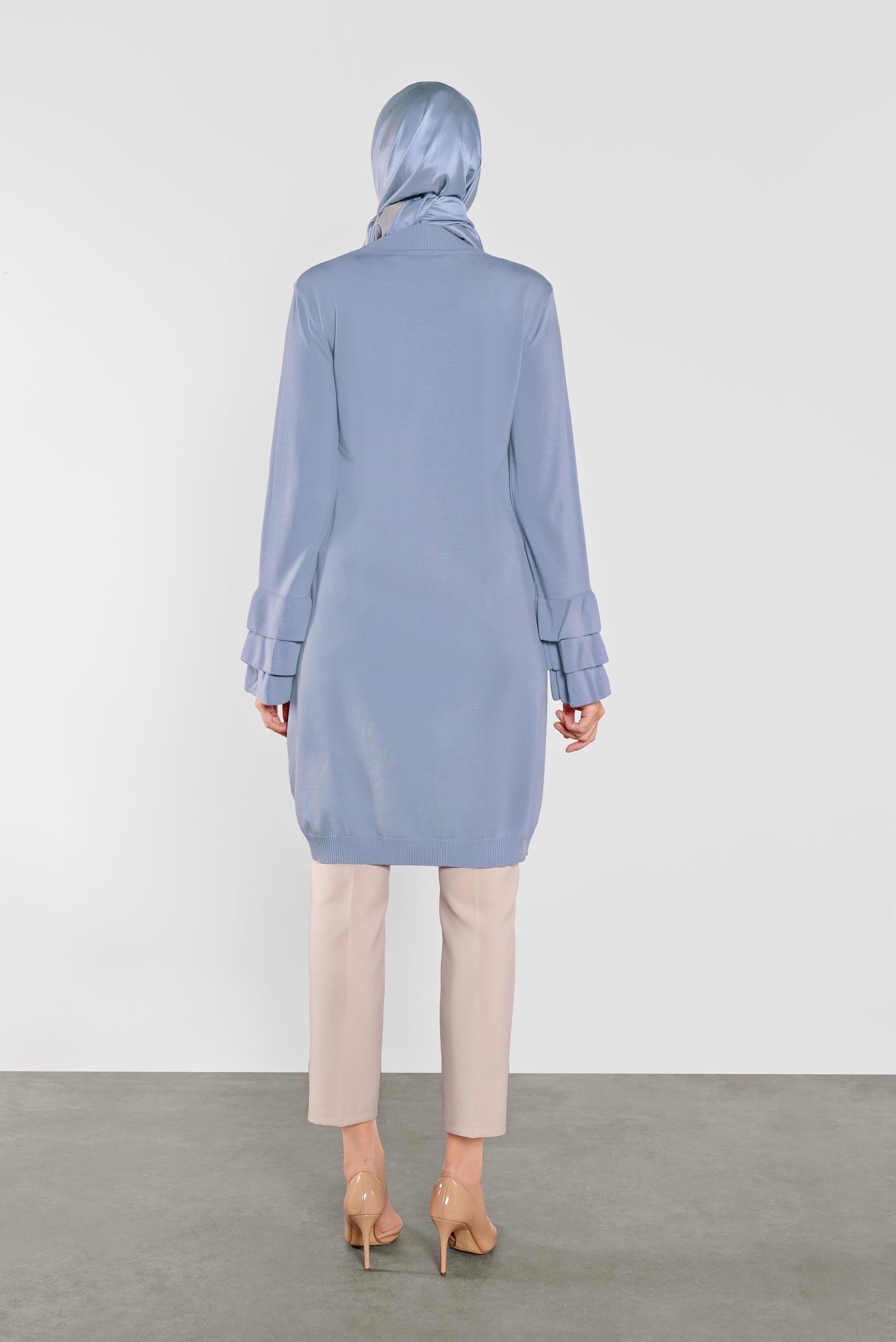 Tesettür giyim MAVİ FIRFIRLI TRİKO TUNİK 41067 