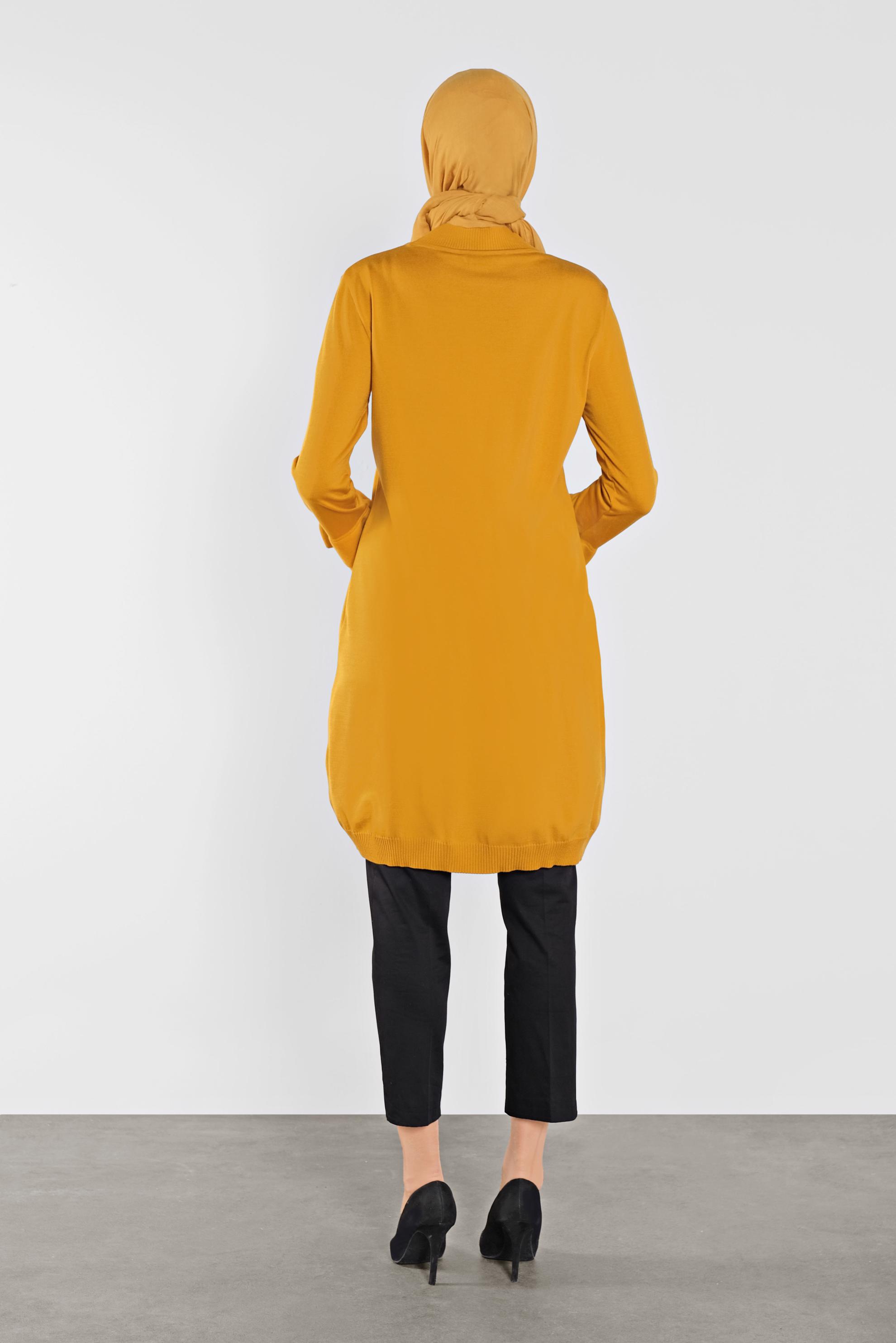 Tesettür giyim SARI FIRFIRLI TRİKO TUNİK 41067 