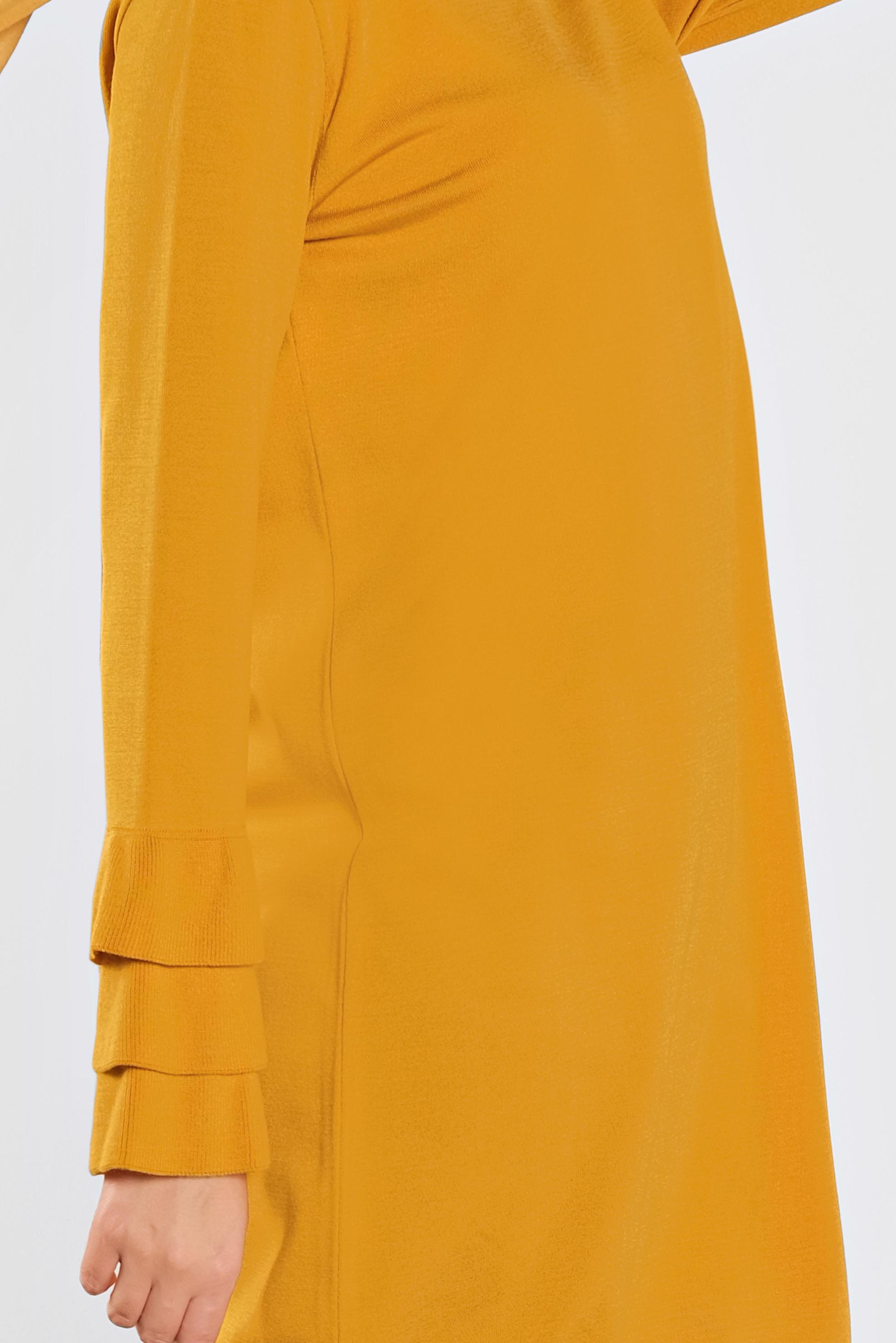 Tesettür giyim SARI FIRFIRLI TRİKO TUNİK 41067 