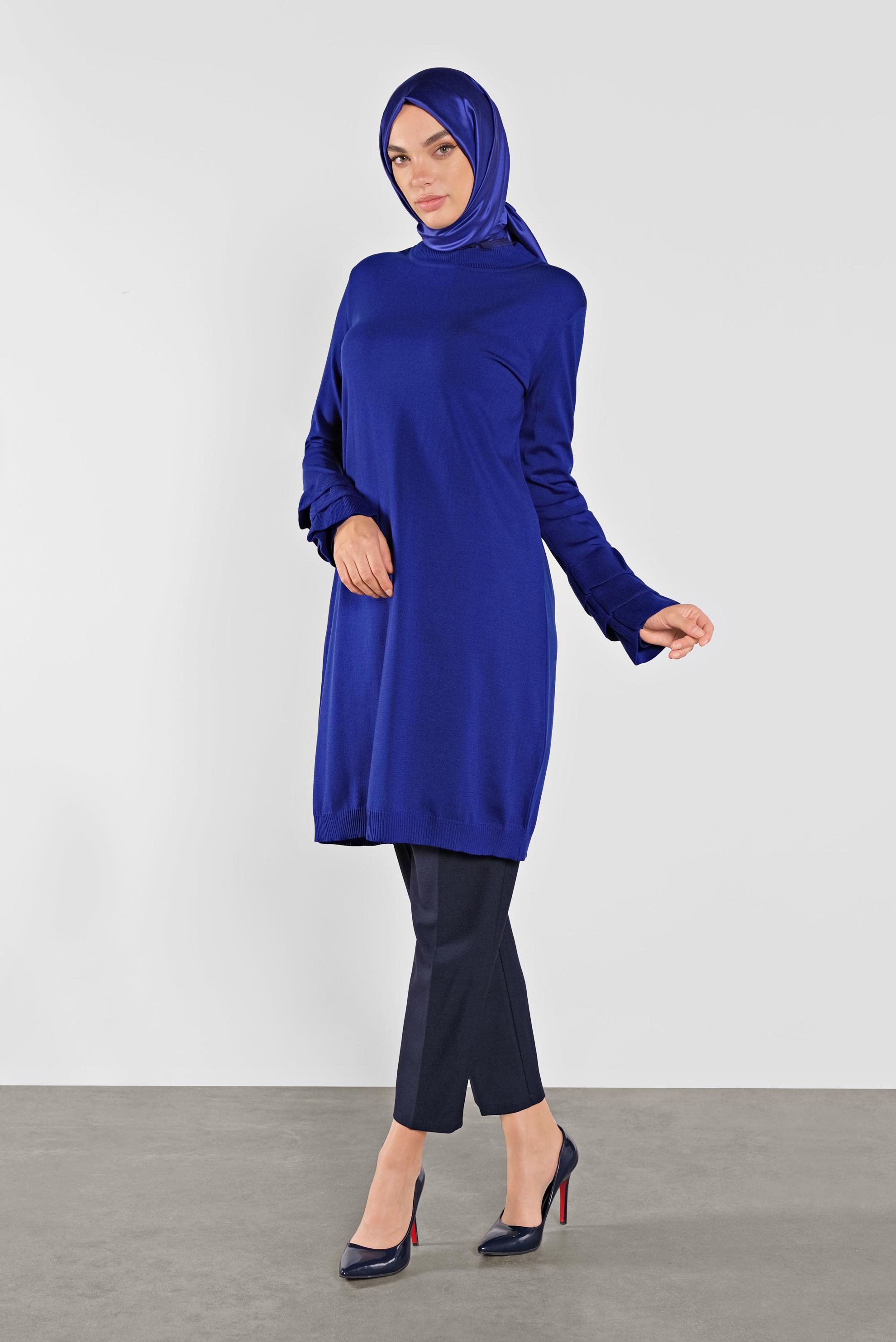 Tesettür giyim LACİVERT FIRFIRLI TRİKO TUNİK 41067 