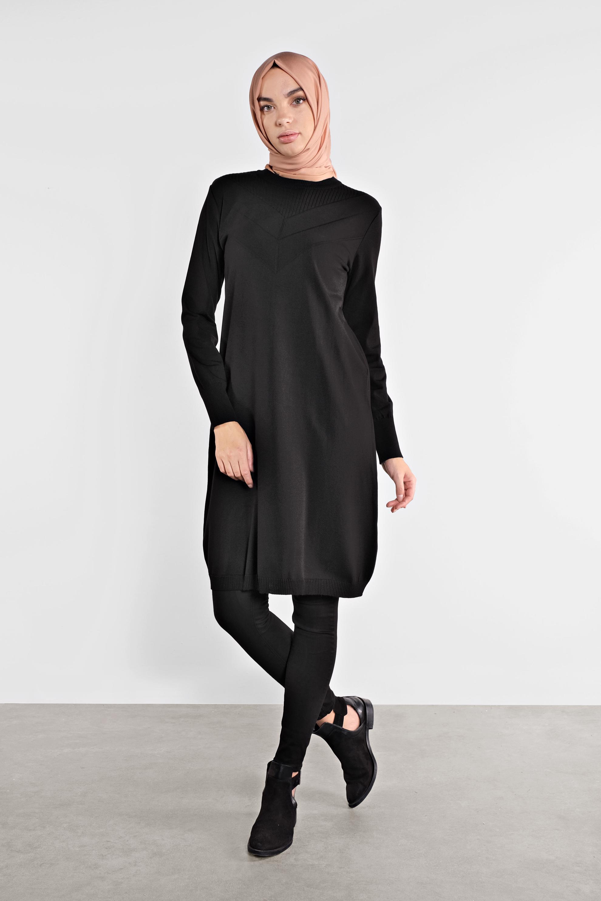 Tesettür giyim SİYAH TRİKO TUNİK 41068