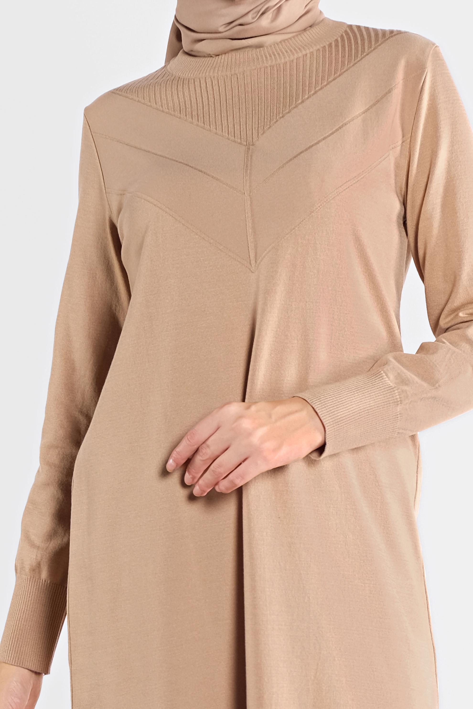 Vêtements hijab BRUN TUNIQUE EN TRICOT 41068 