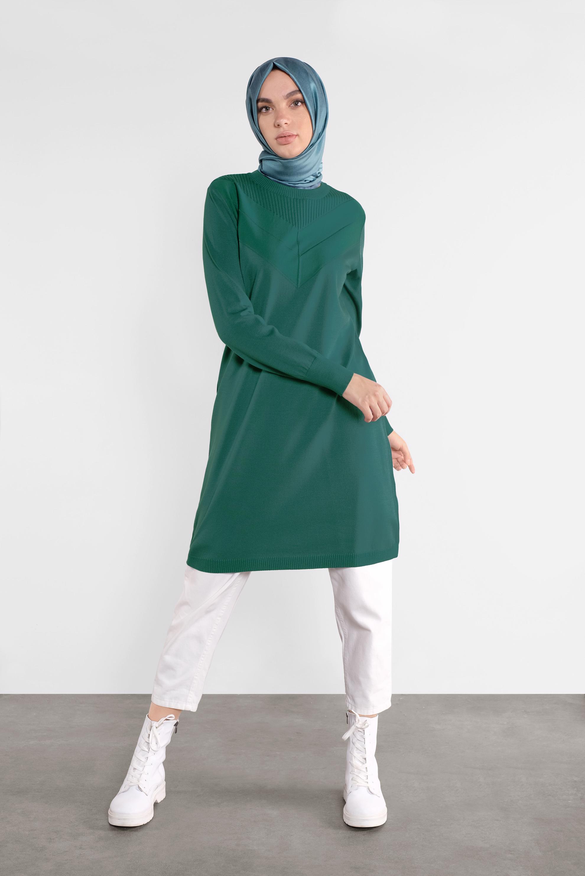 Tesettür giyim MAVİ TRİKO TUNİK 41068