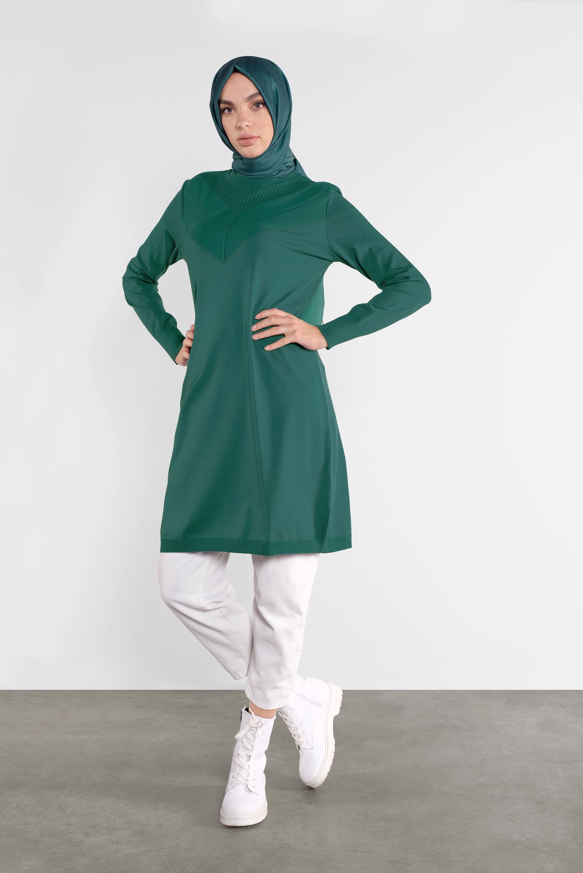 Tesettür giyim MAVİ TRİKO TUNİK 41068