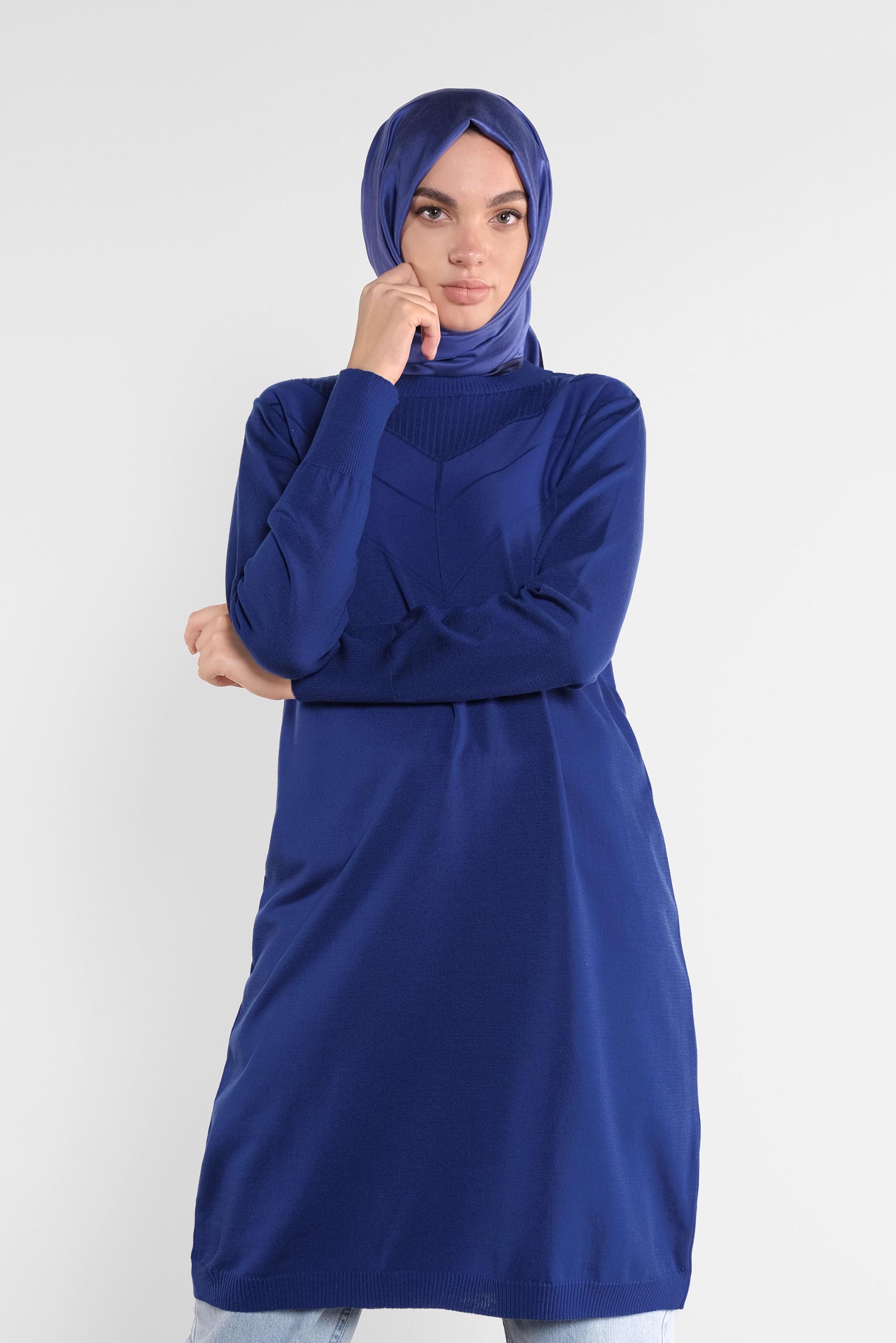 Tesettür giyim LACİVERT TRİKO TUNİK 41068