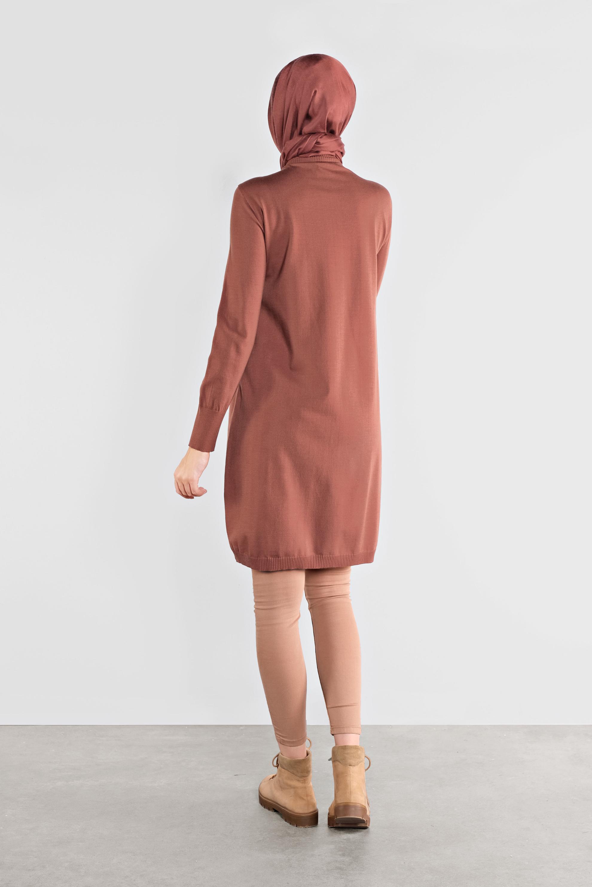 Vêtements hijab BRUN TUNIQUE EN TRICOT 41068 